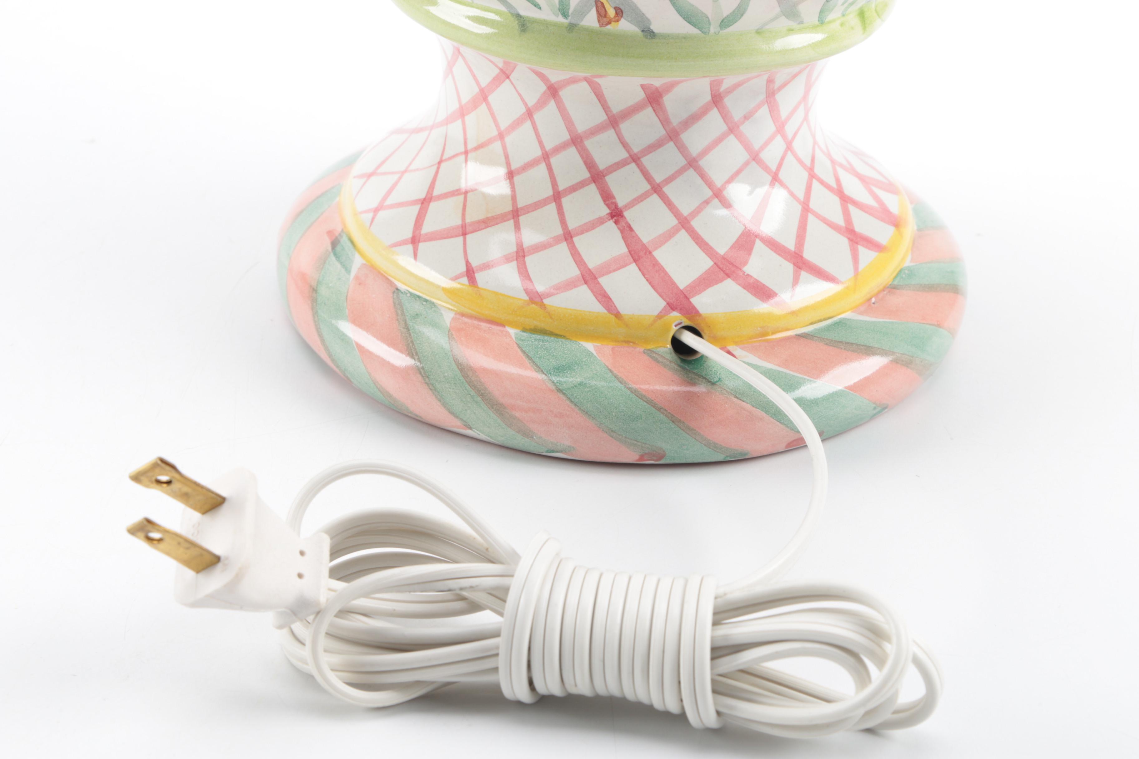 Mackenzie-Childs Hand-Painted Ceramic Tulip Lamps