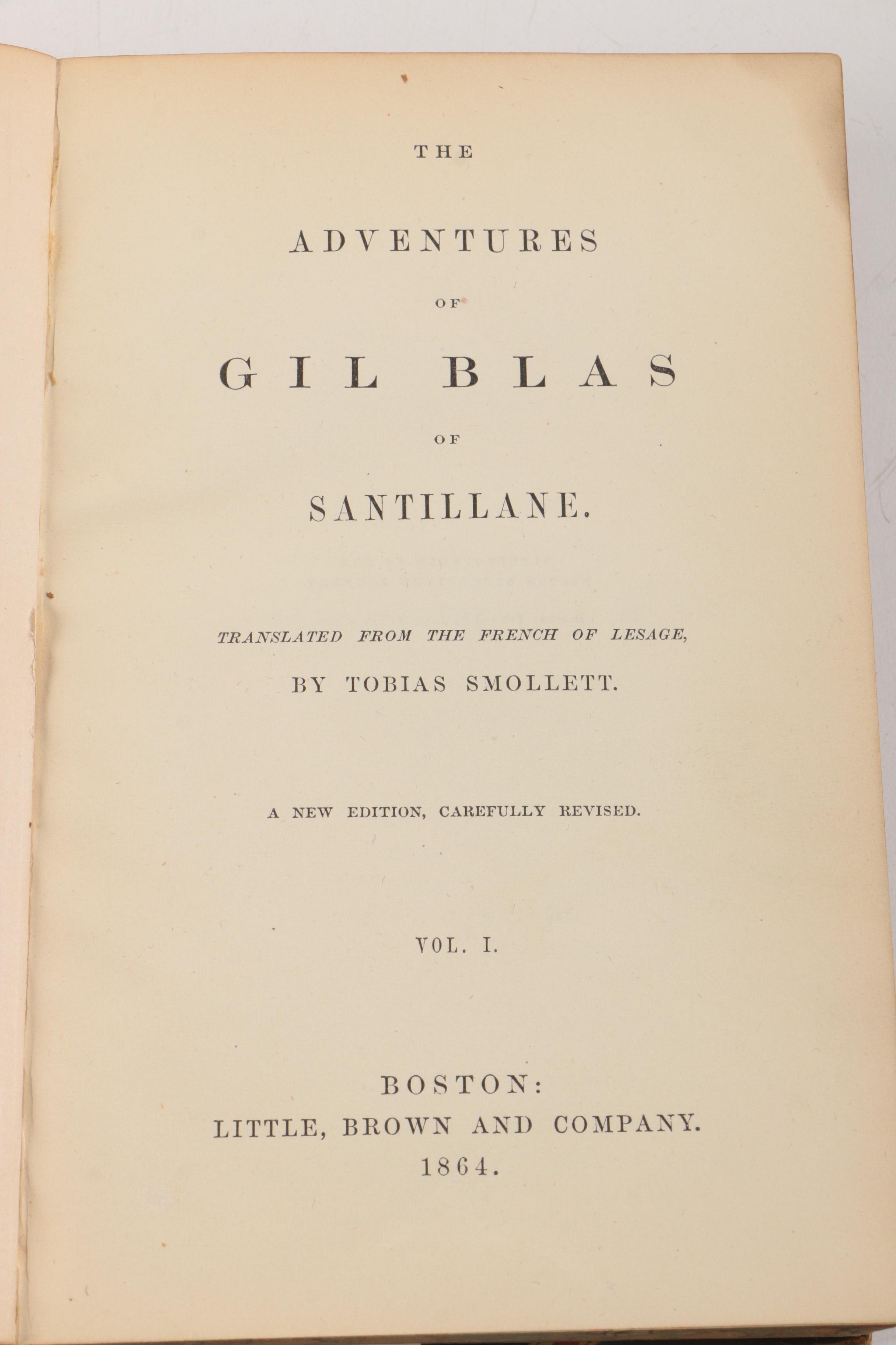 1864 Three-Volume "The Adventures of Gil Blas of Santillane"