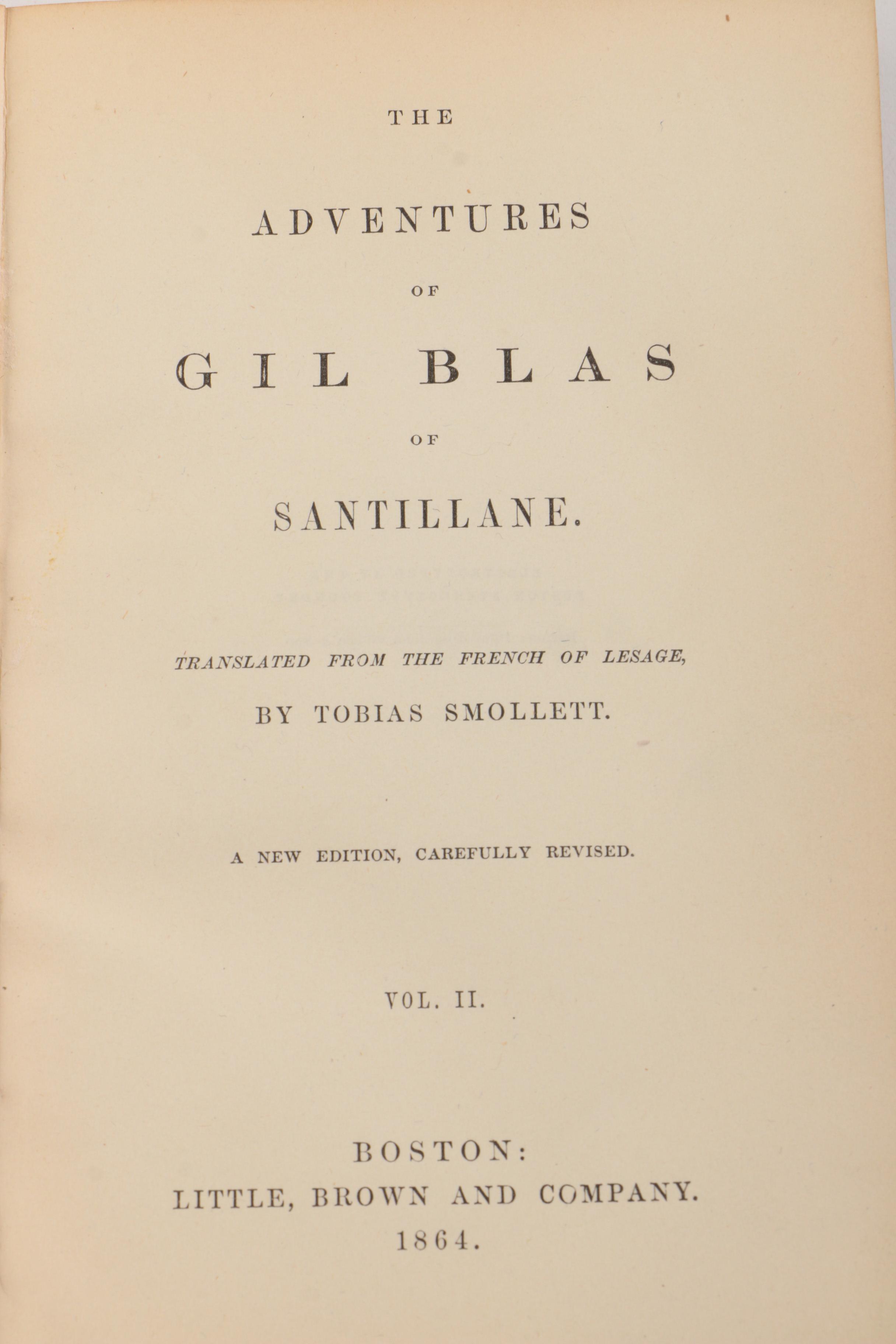 1864 Three-Volume "The Adventures of Gil Blas of Santillane"