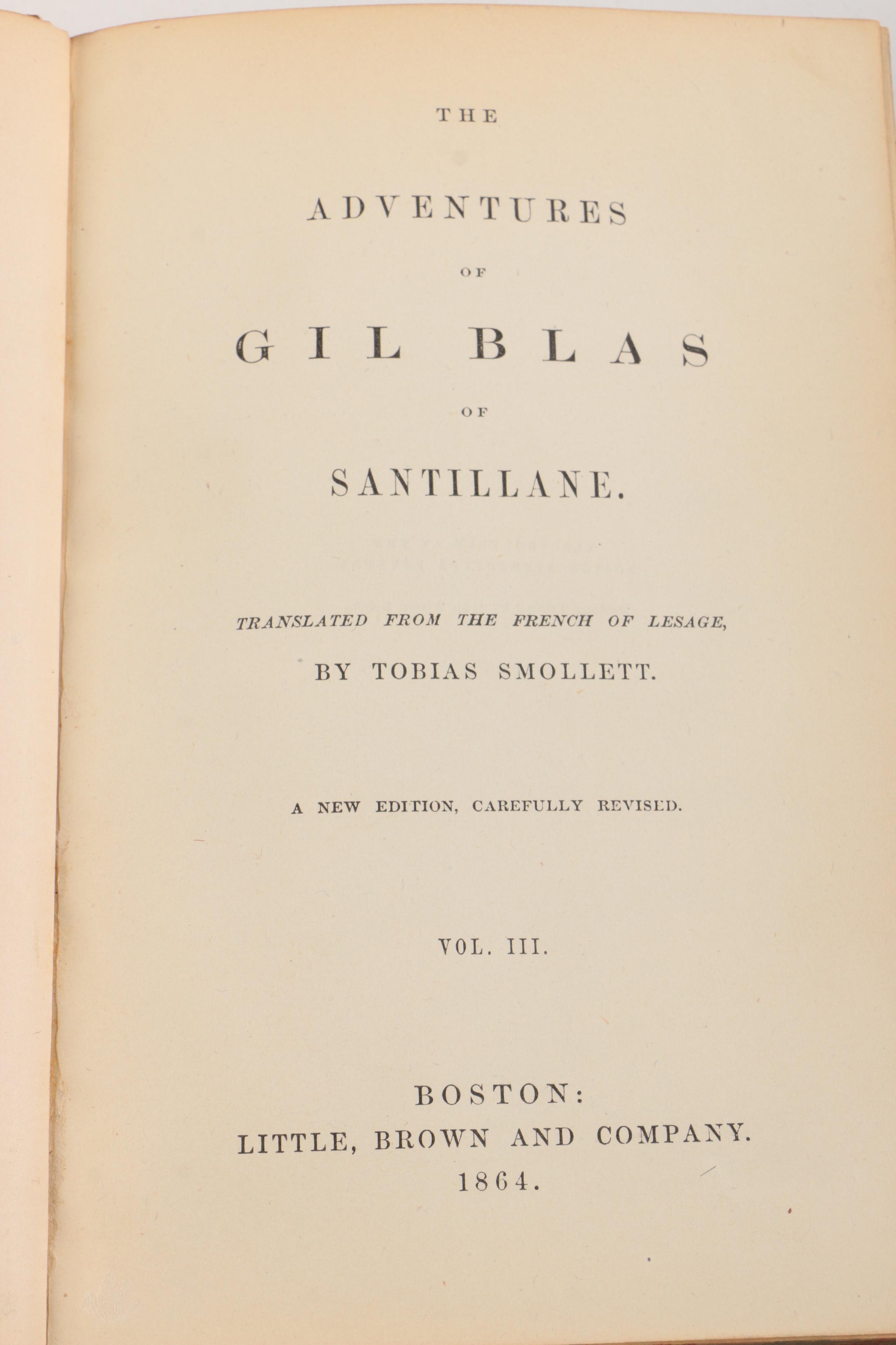 1864 Three-Volume "The Adventures of Gil Blas of Santillane"