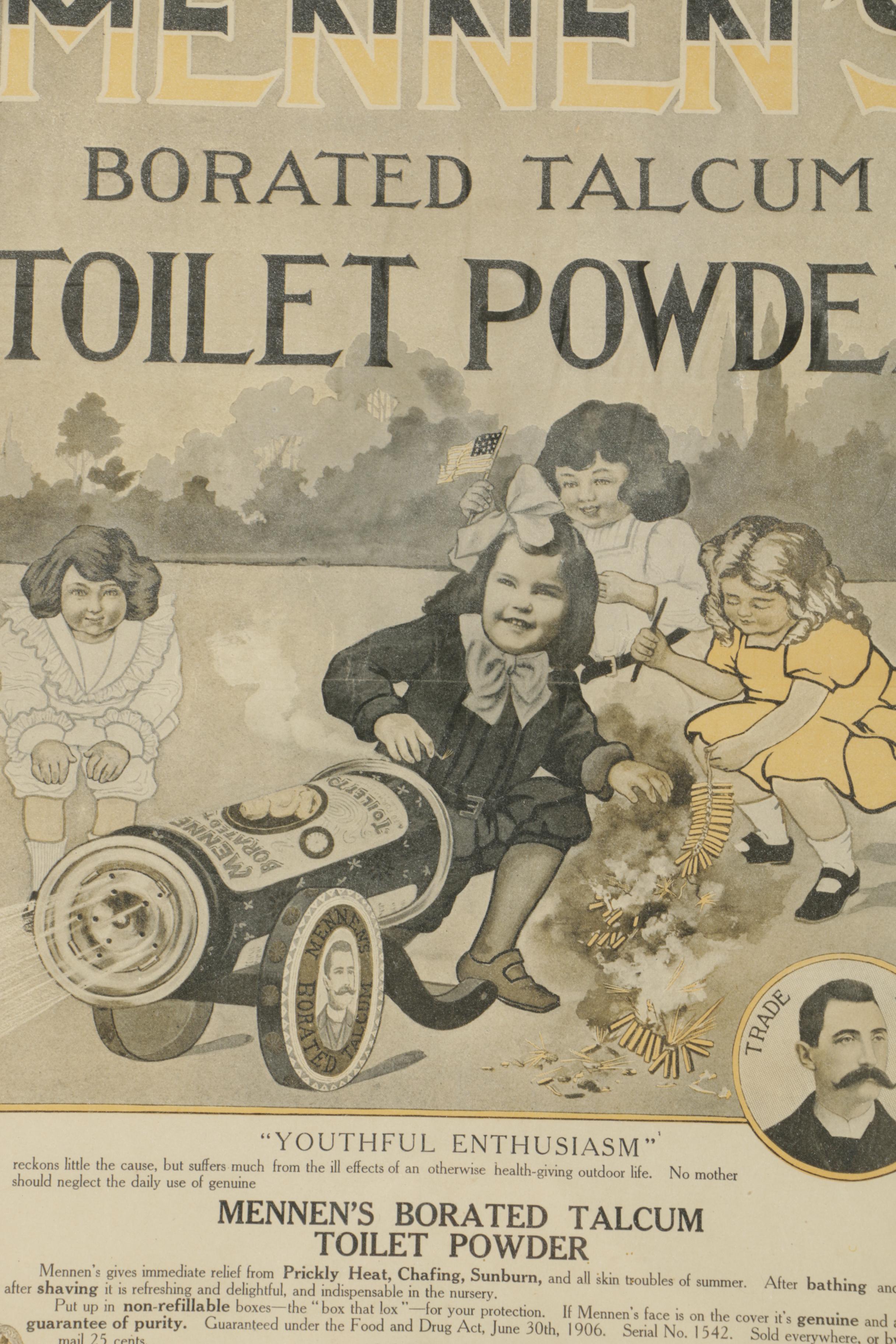 Vintage Advertisement for Mennen's Borated Talcum Toilet Powder