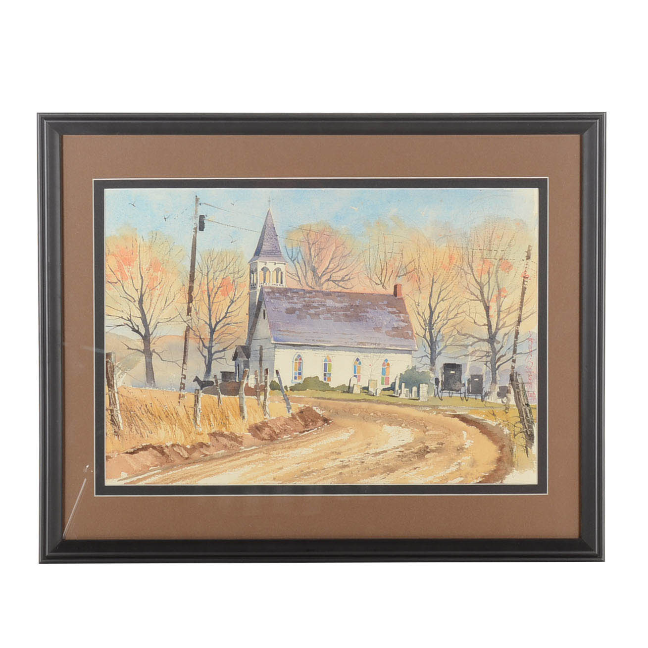 Homer O. Hacker Watercolor Painting of a Chapel