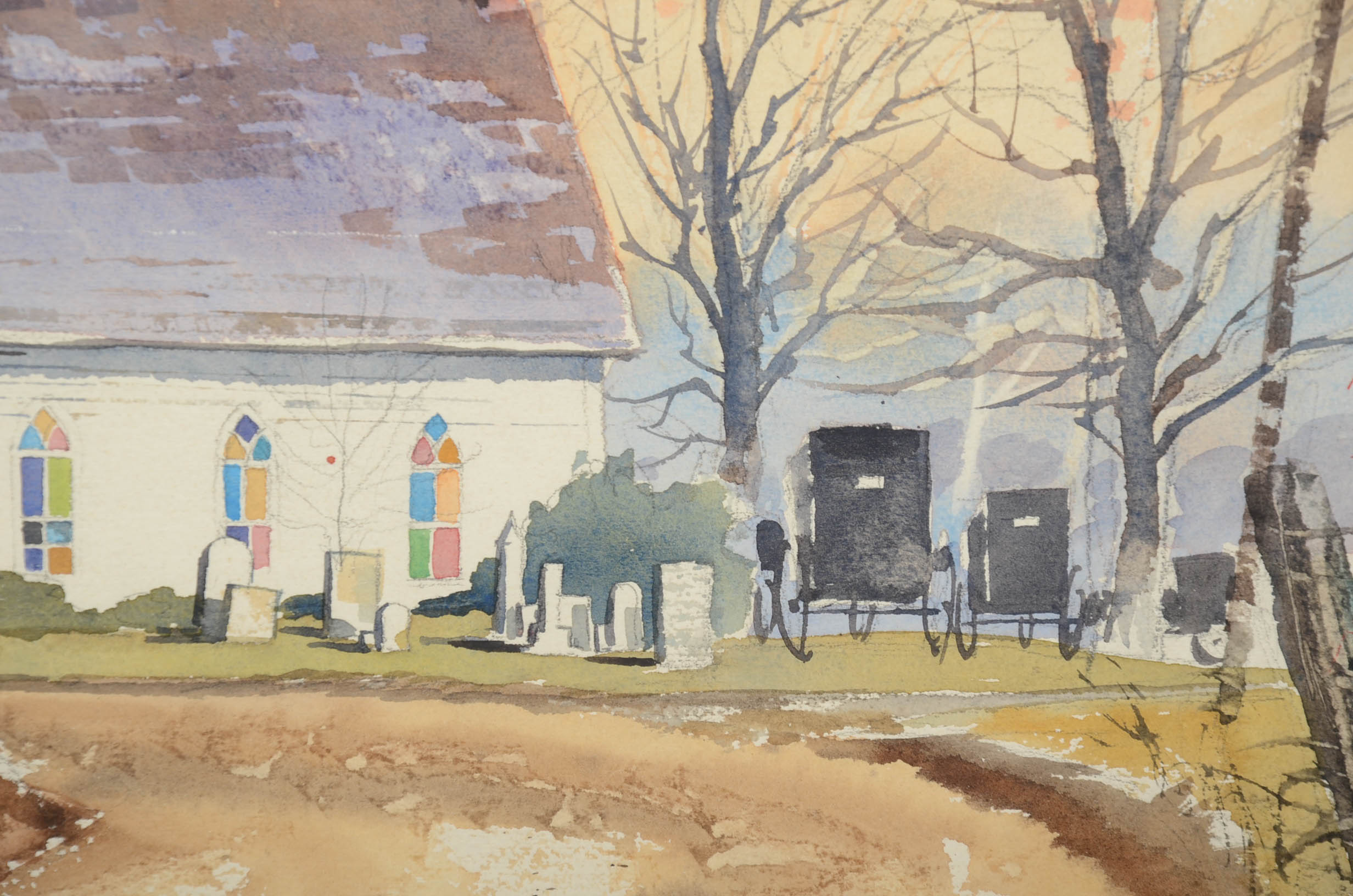 Homer O. Hacker Watercolor Painting of a Chapel