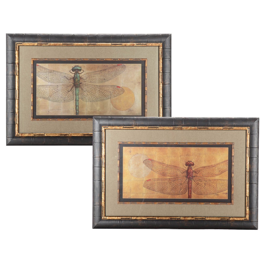 Pair of Patricia Quintero-Pinto Offset Lithograph Prints of Dragonflies