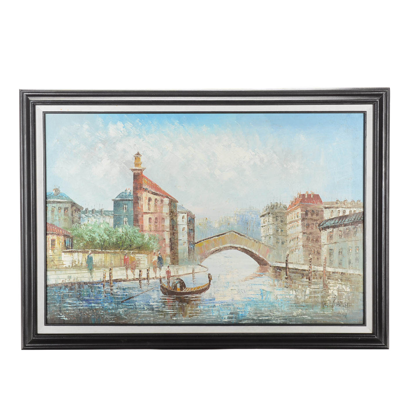 Burnett Signed Oil Painting of Venice