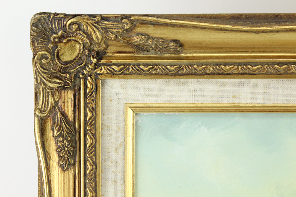 Clara Inness Oil Painting of Cottage by a River