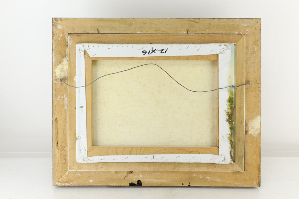 Clara Inness Oil Painting of Cottage by a River