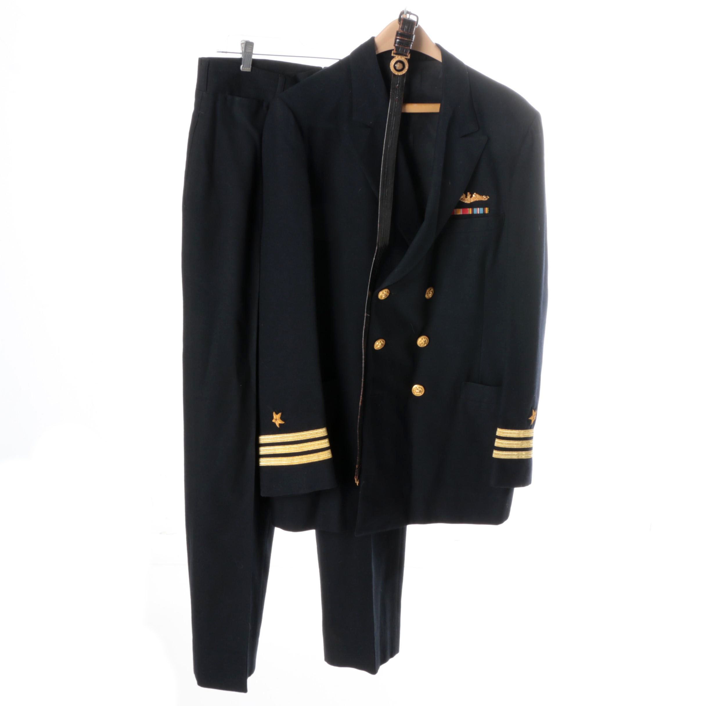 Men's Navy Military Uniform with Belt