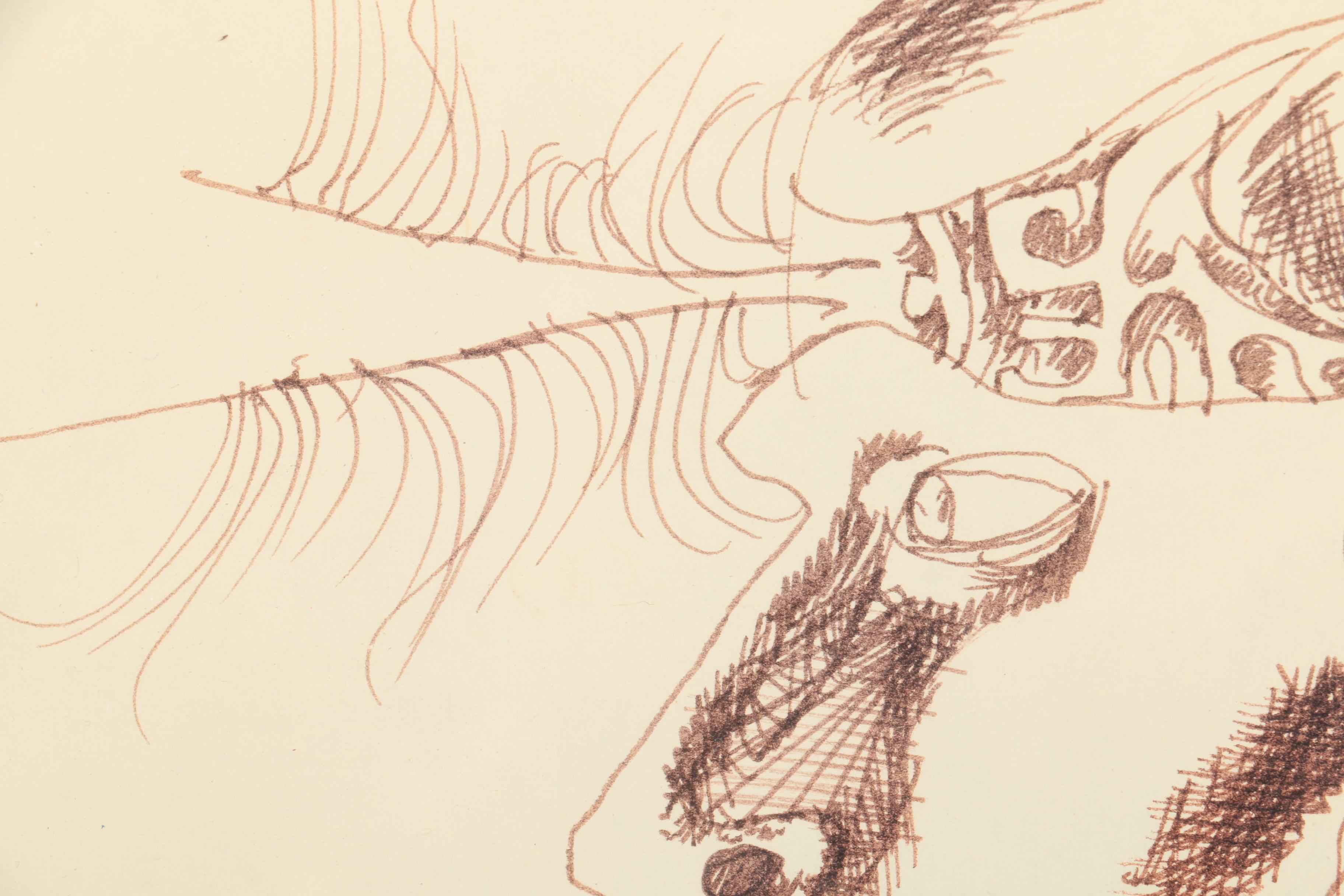 Ink Drawing of a Two-Faced Figure