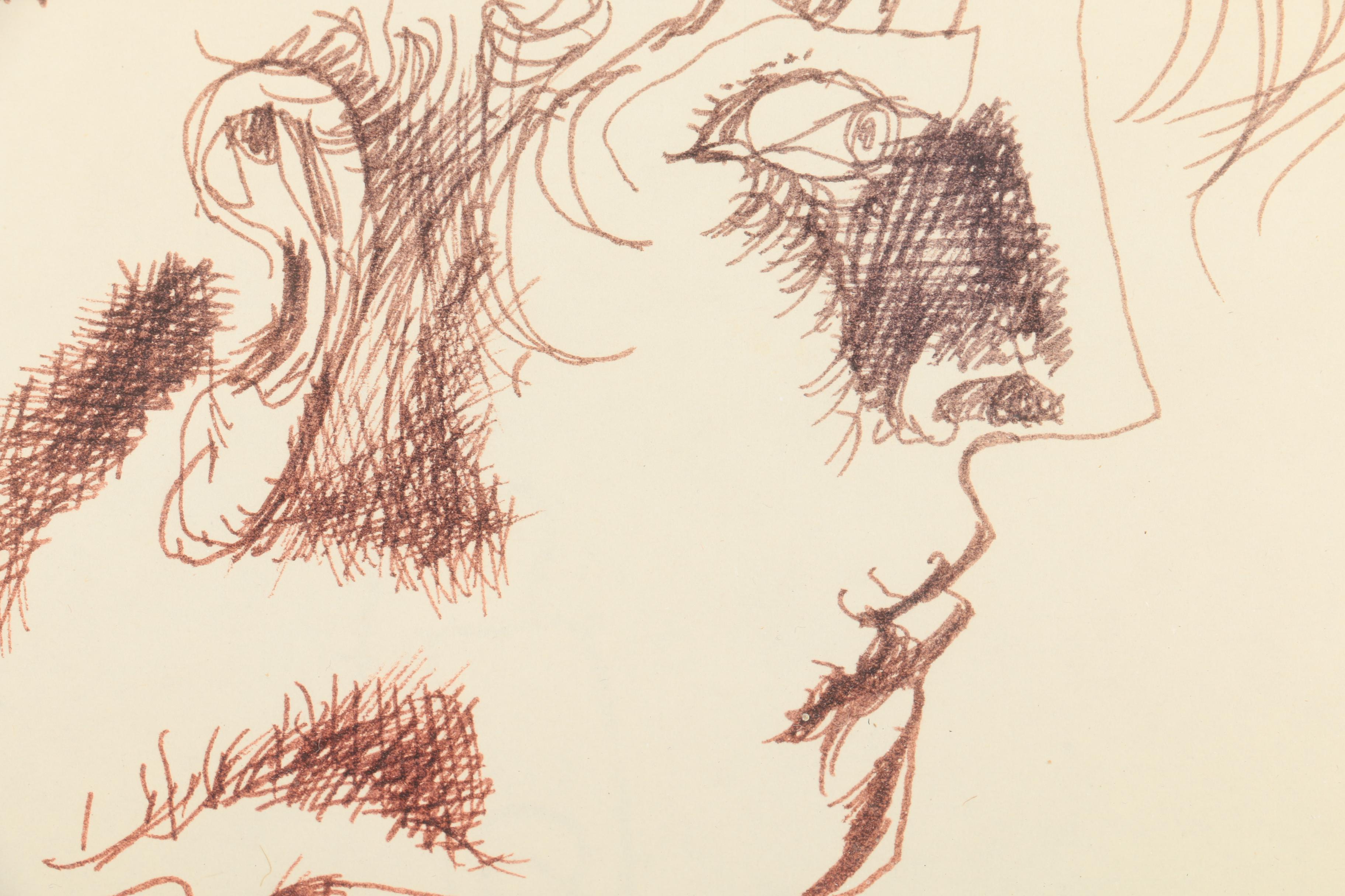 Ink Drawing of a Two-Faced Figure