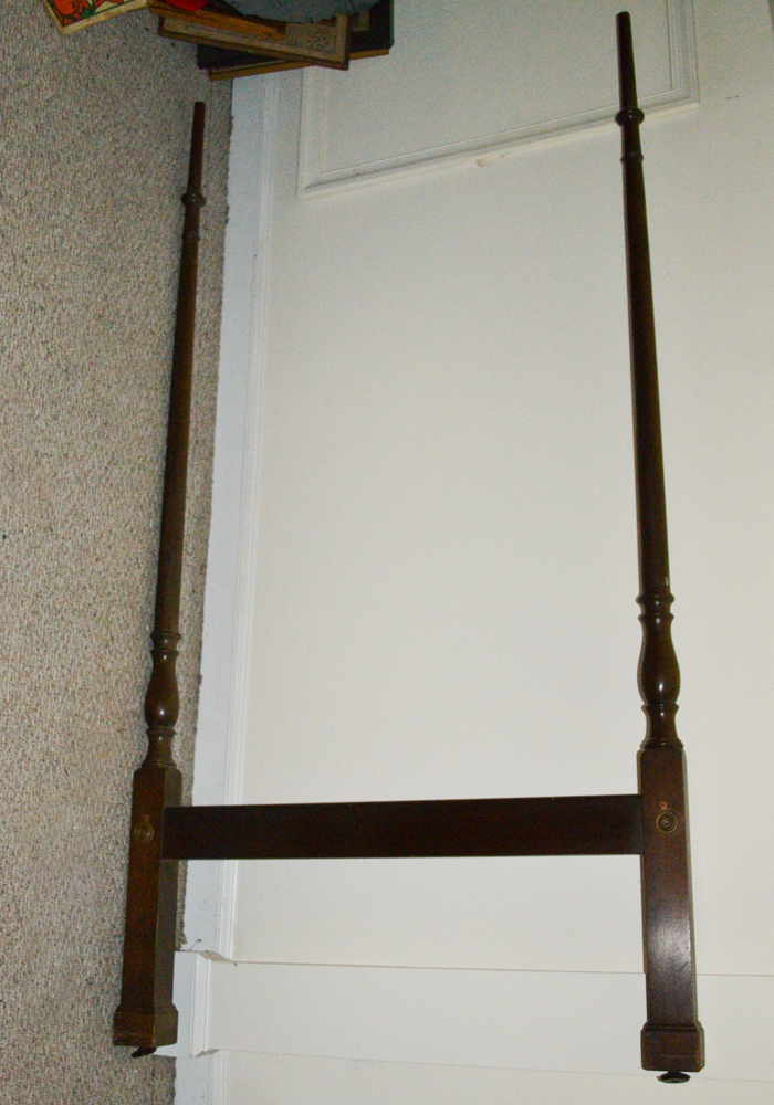 Twin-Size Walnut Four-Poster Bed Frame