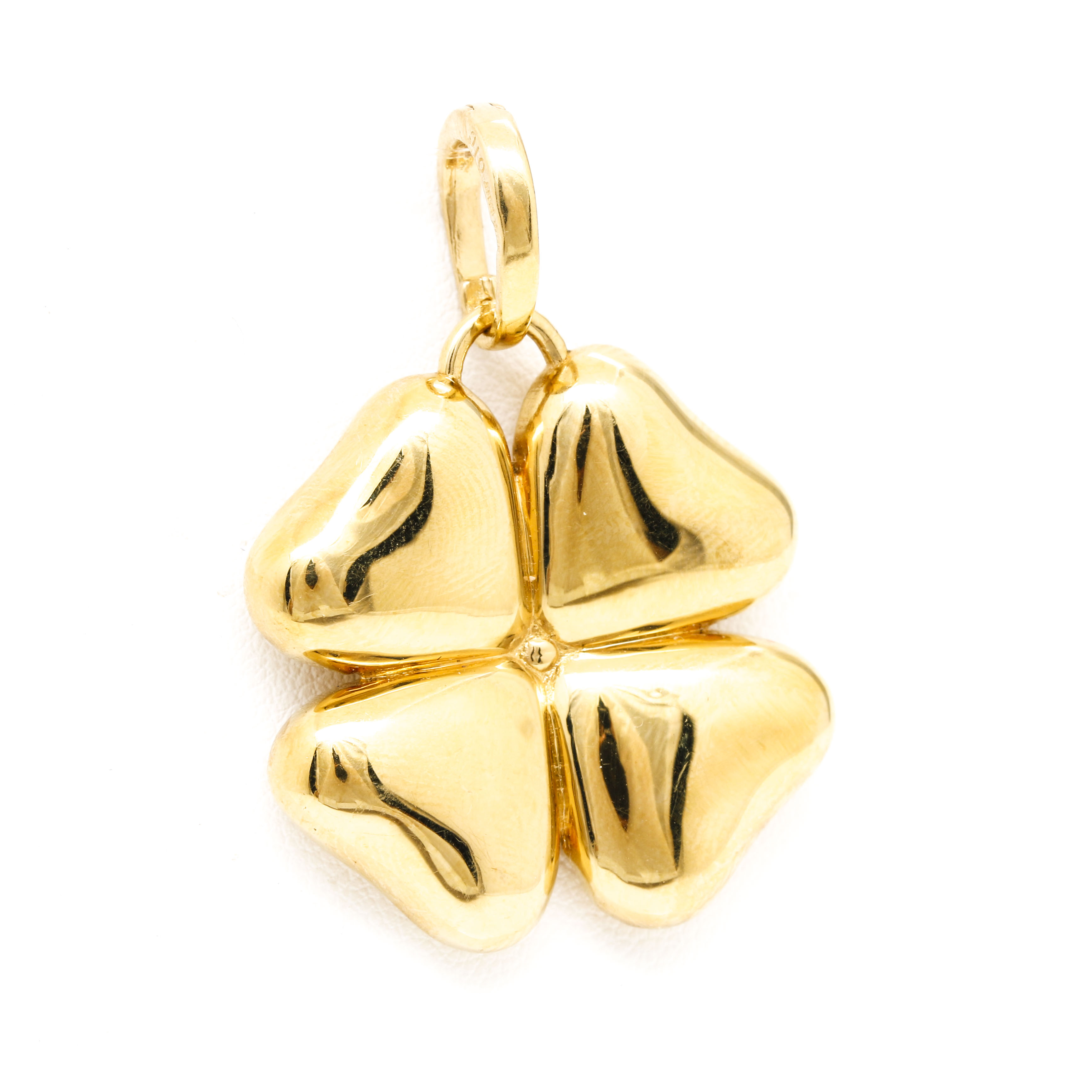 18K Yellow Gold Four Leaf Clover Pendant