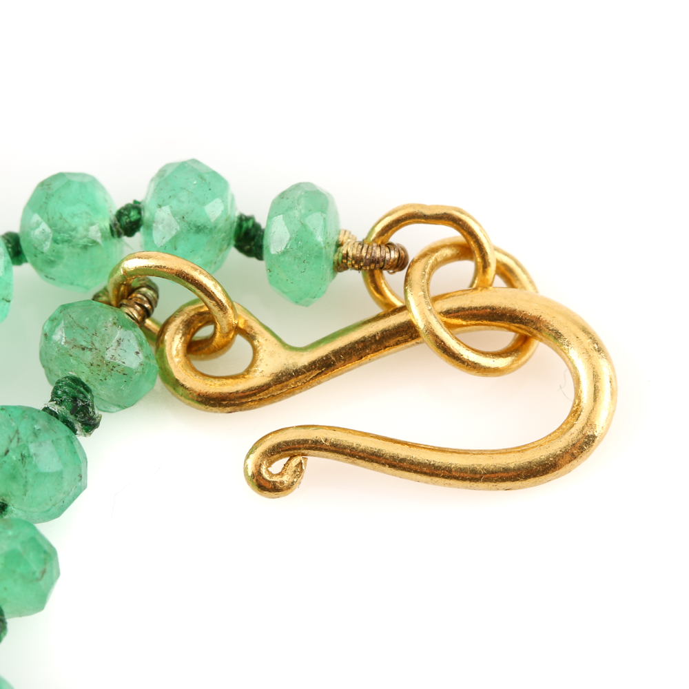 22K Yellow Gold Emerald, Rhodolite Garnet, and Opal Necklace