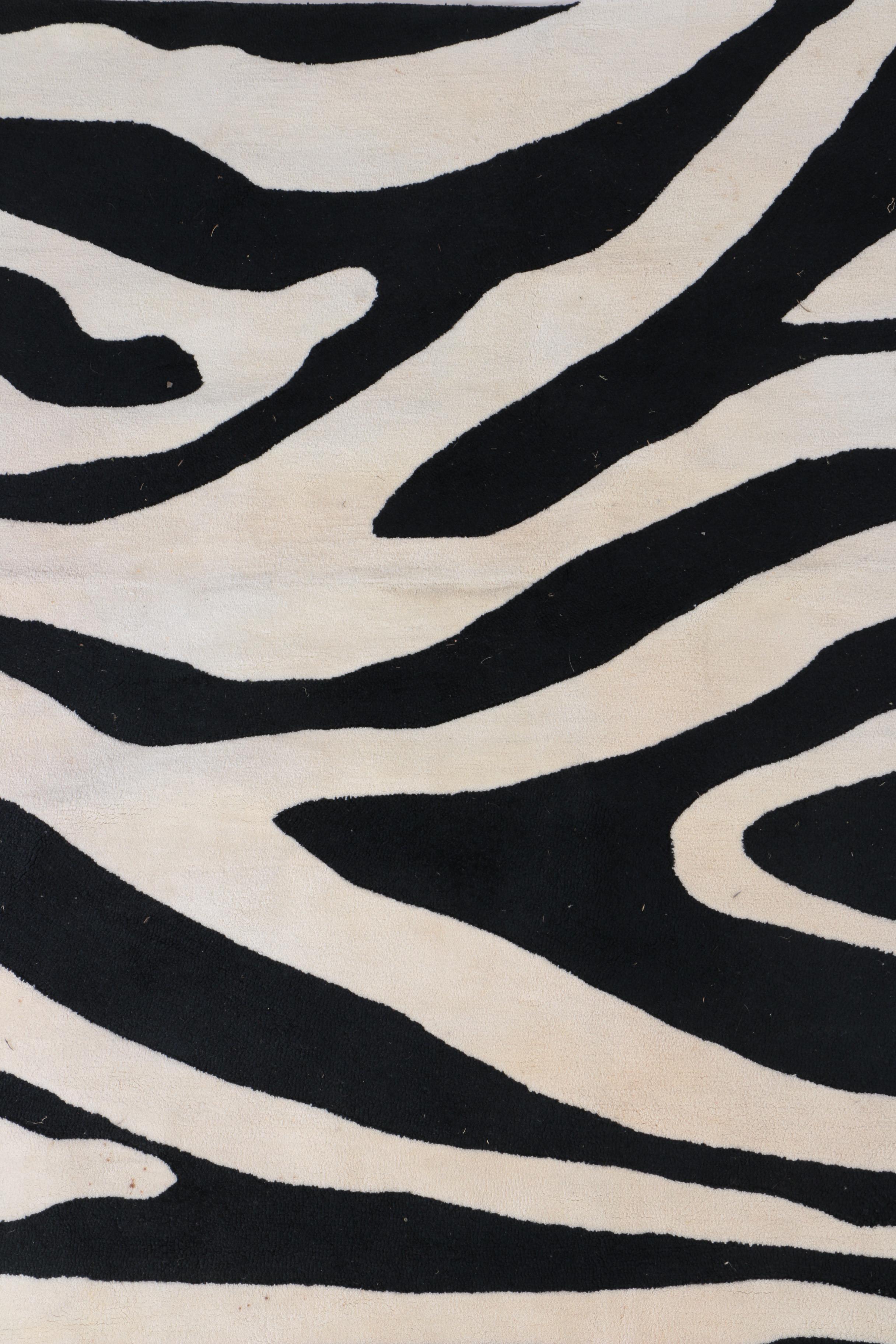 Tufted Zebra-Pattern Area Rug