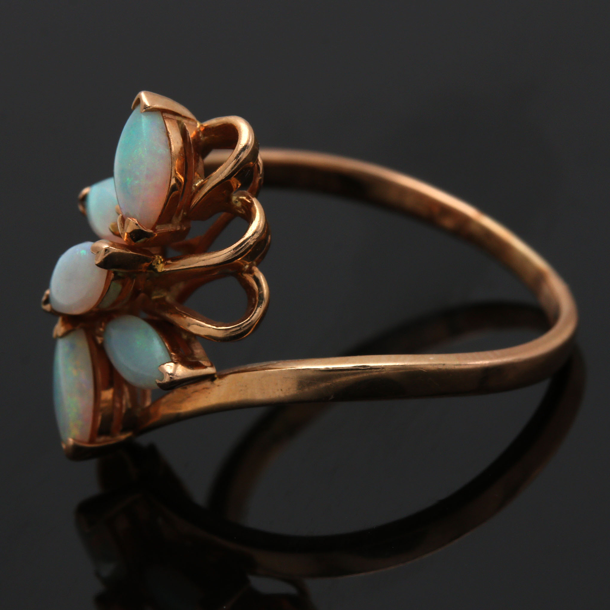 14K Yellow Gold Opal Bypass Ring