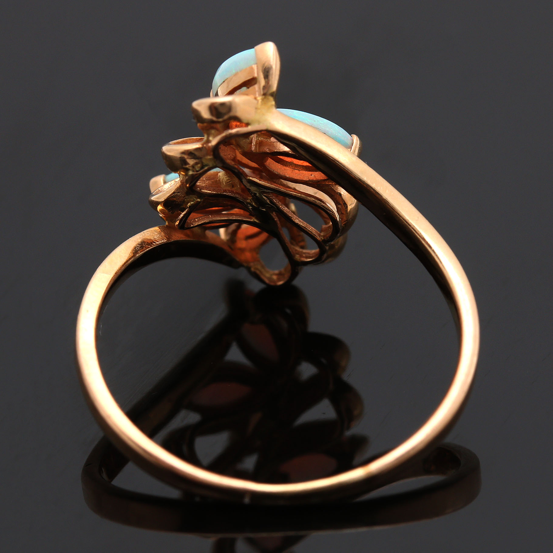 14K Yellow Gold Opal Bypass Ring