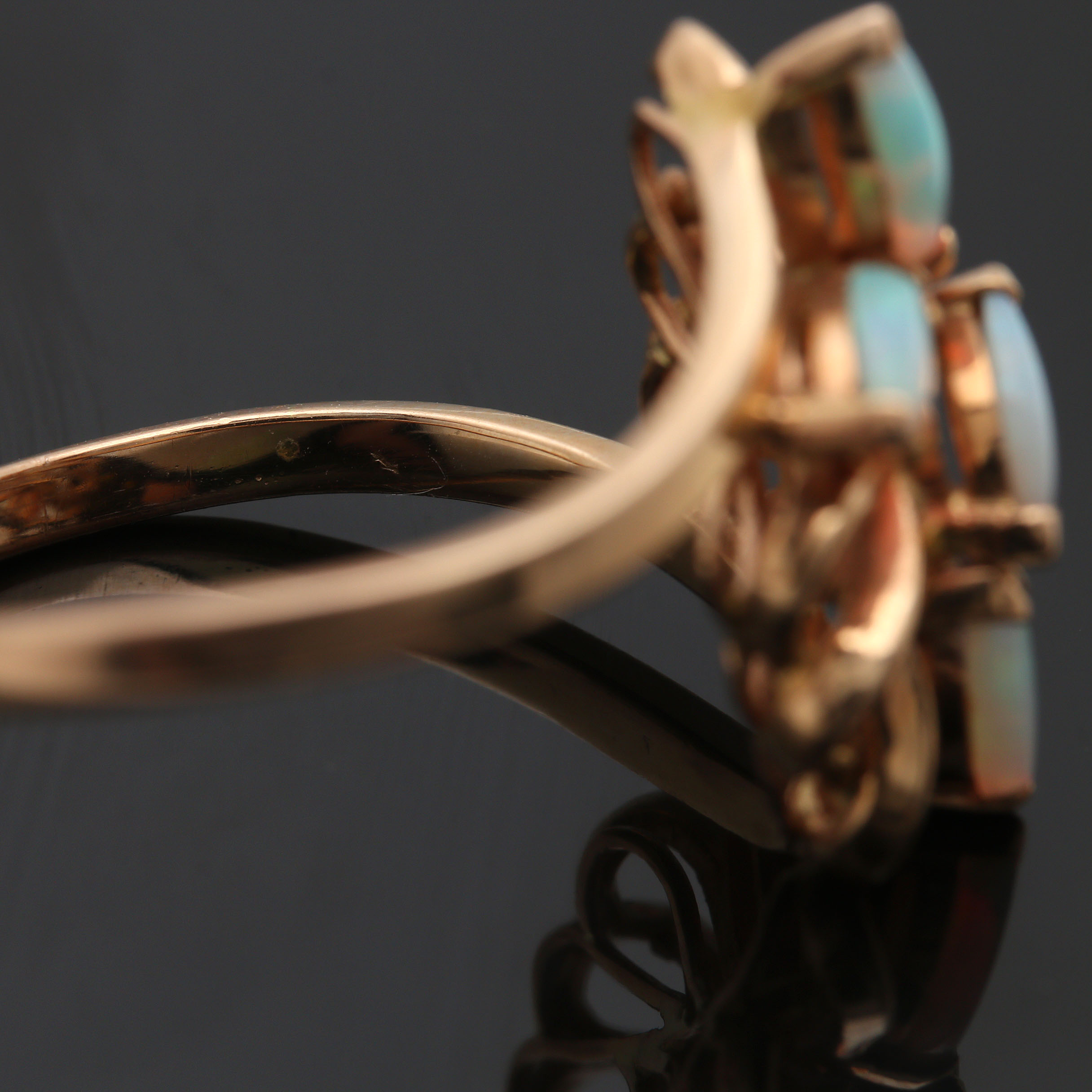 14K Yellow Gold Opal Bypass Ring