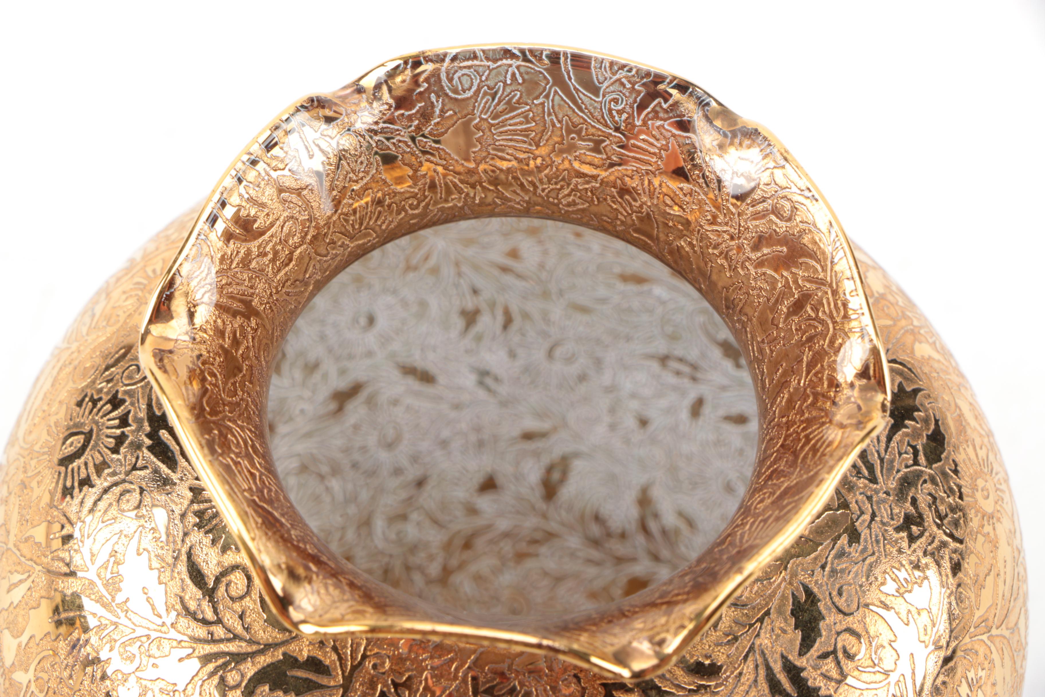 Lotus Glass Vases with Gilt Overlay in "Daisy Fields" Motif