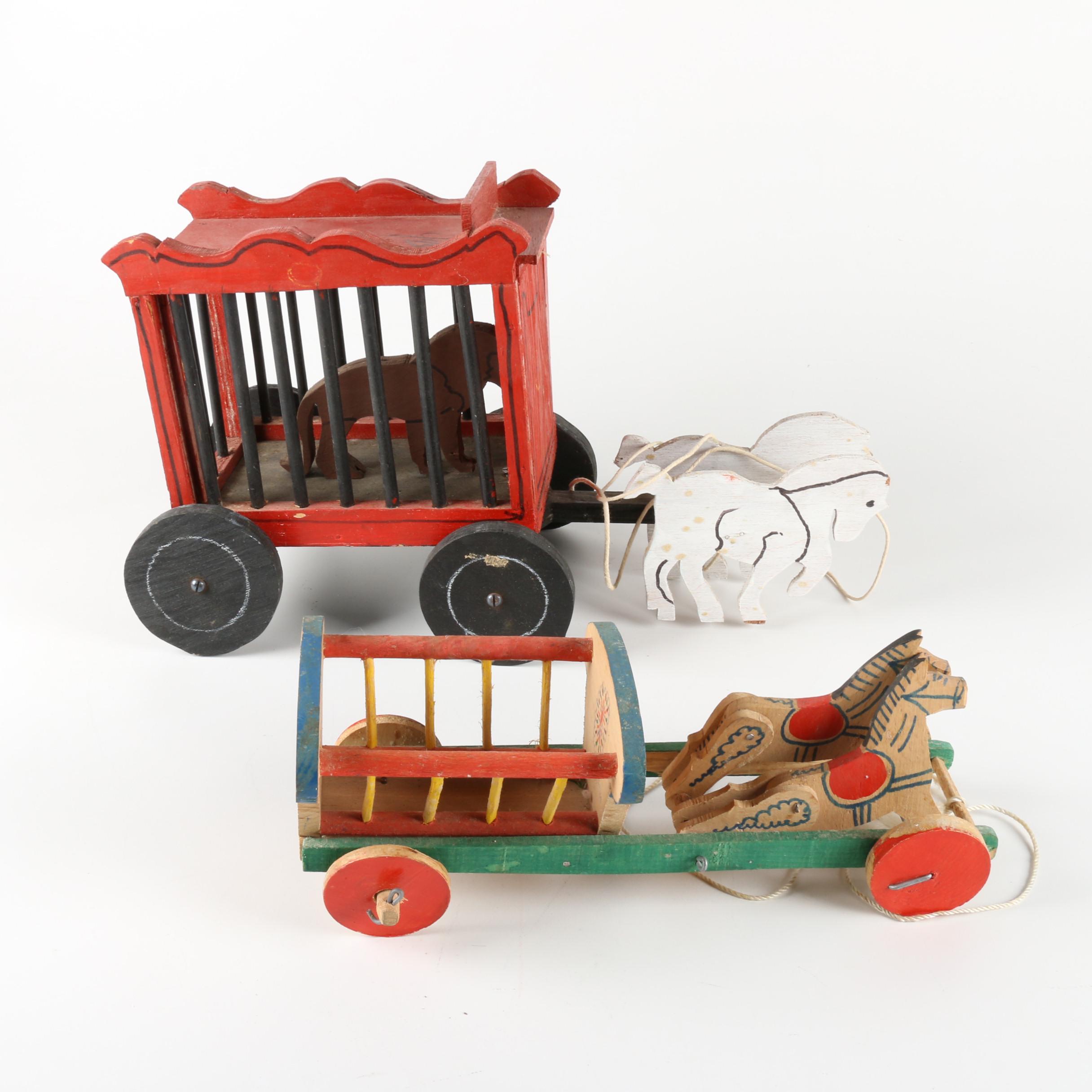 Vintage Wooden Circus Parade Pull Toys