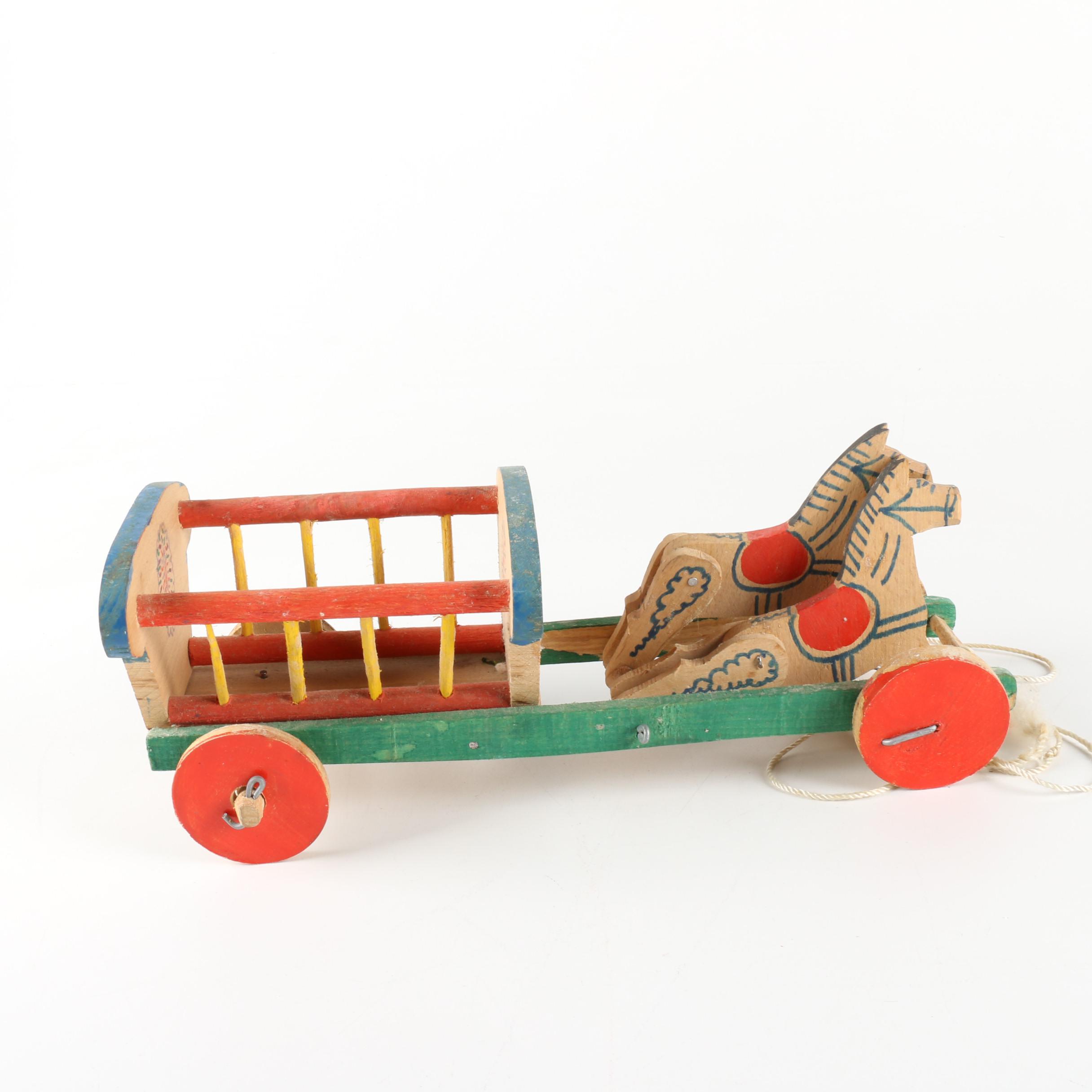 Vintage Wooden Circus Parade Pull Toys
