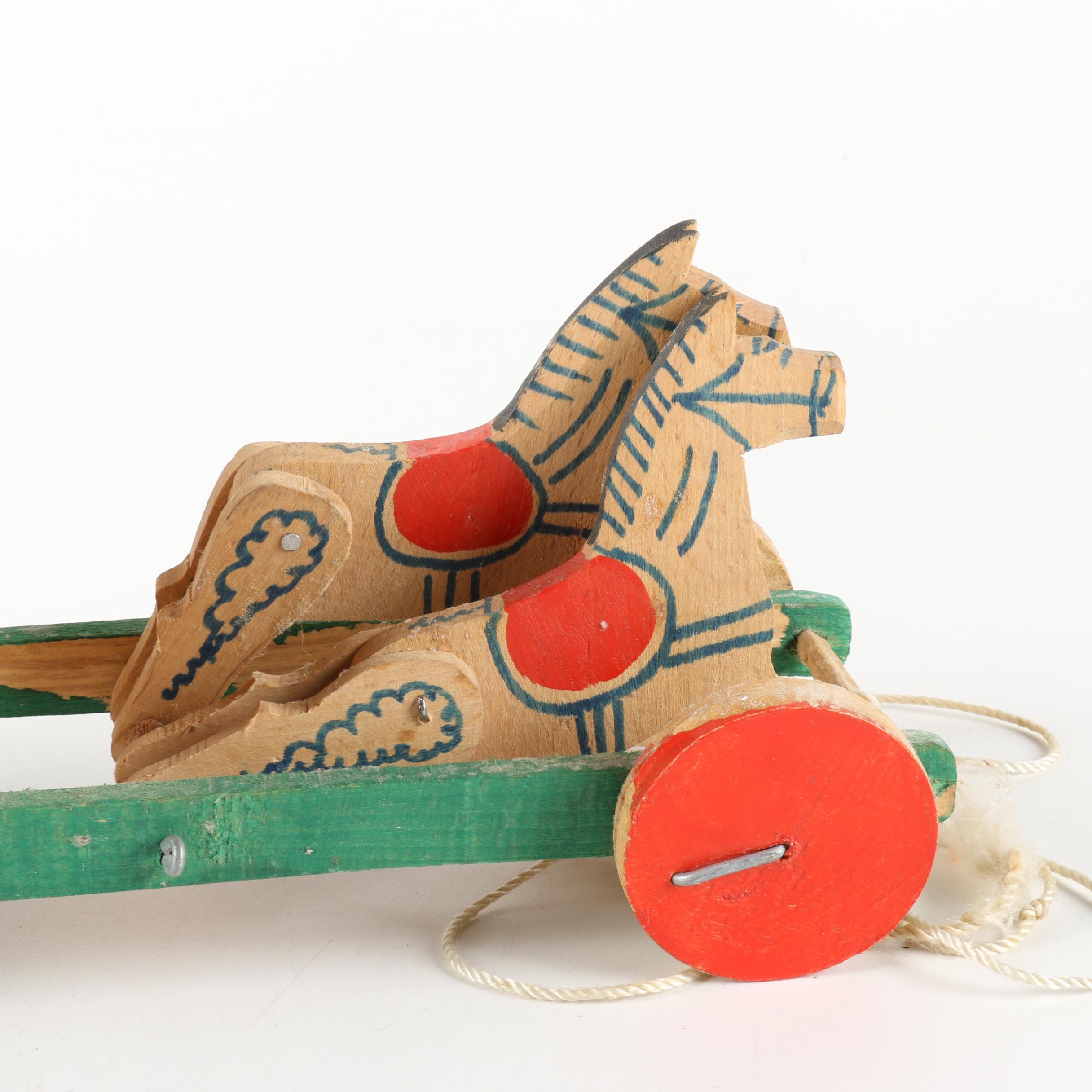 Vintage Wooden Circus Parade Pull Toys