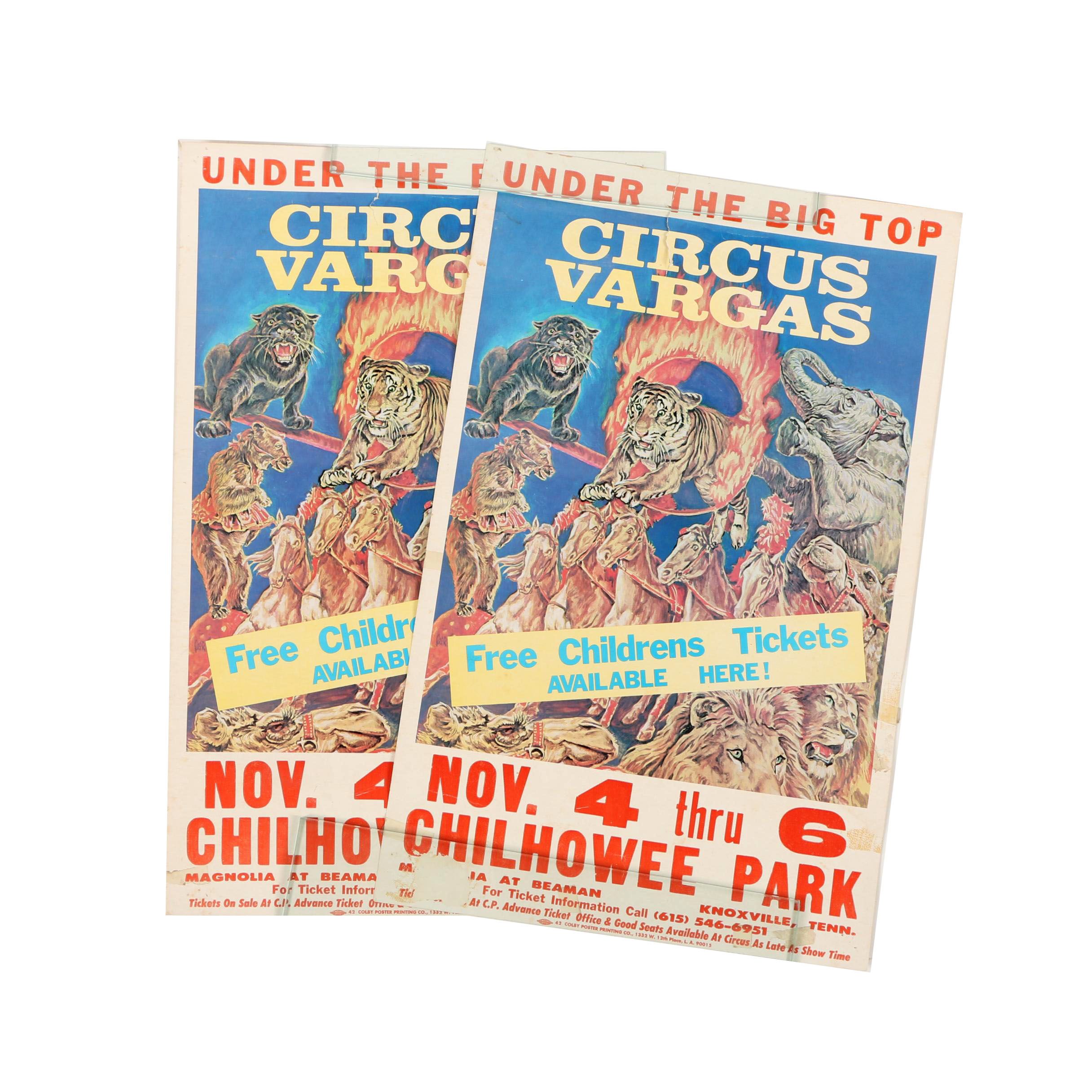 Two Circa 1970s Circus Vargas "Under the Big Top" Circus Posters