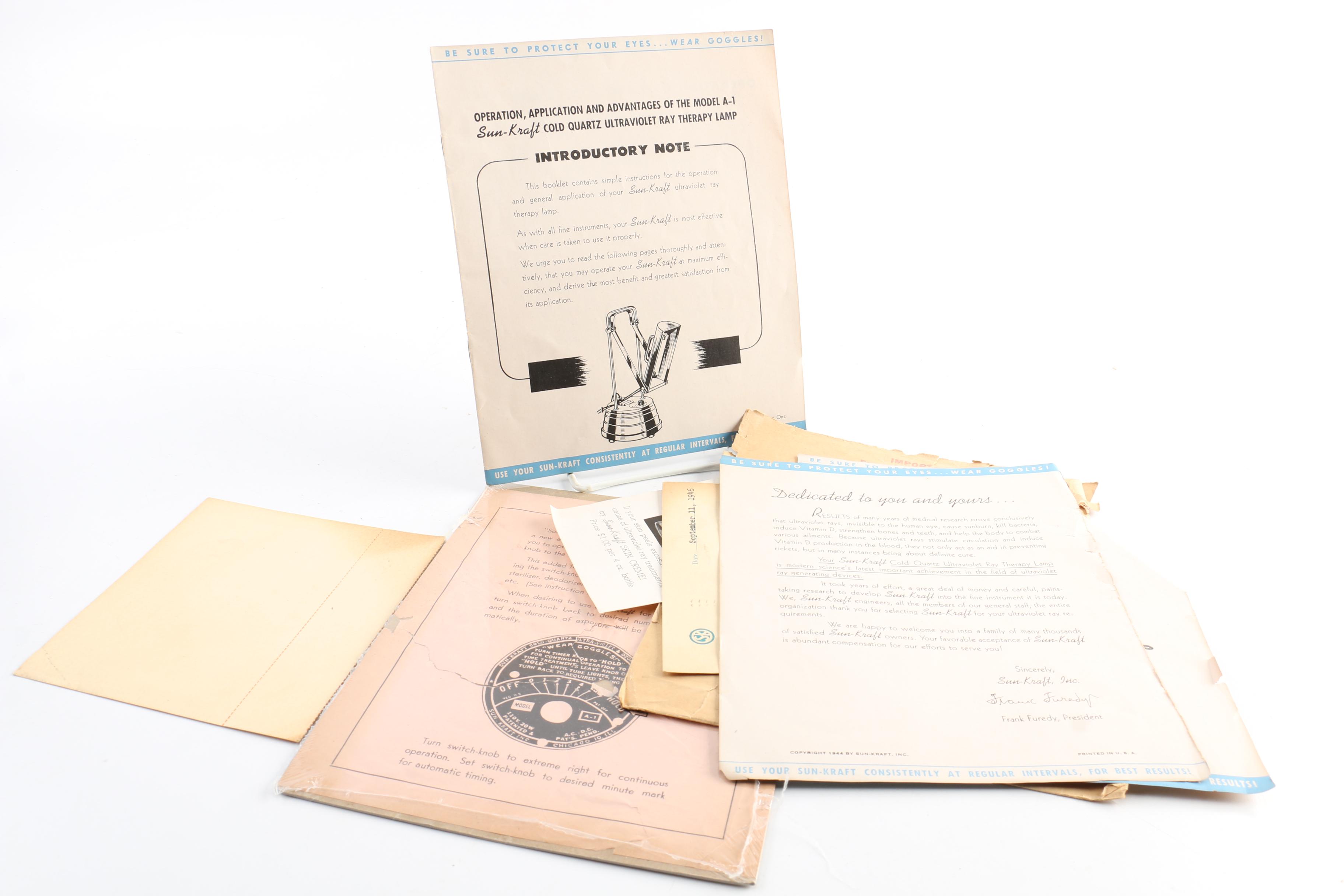 Vintage Sun-Kraft Ultraviolet Therapy Lamp with Accessories