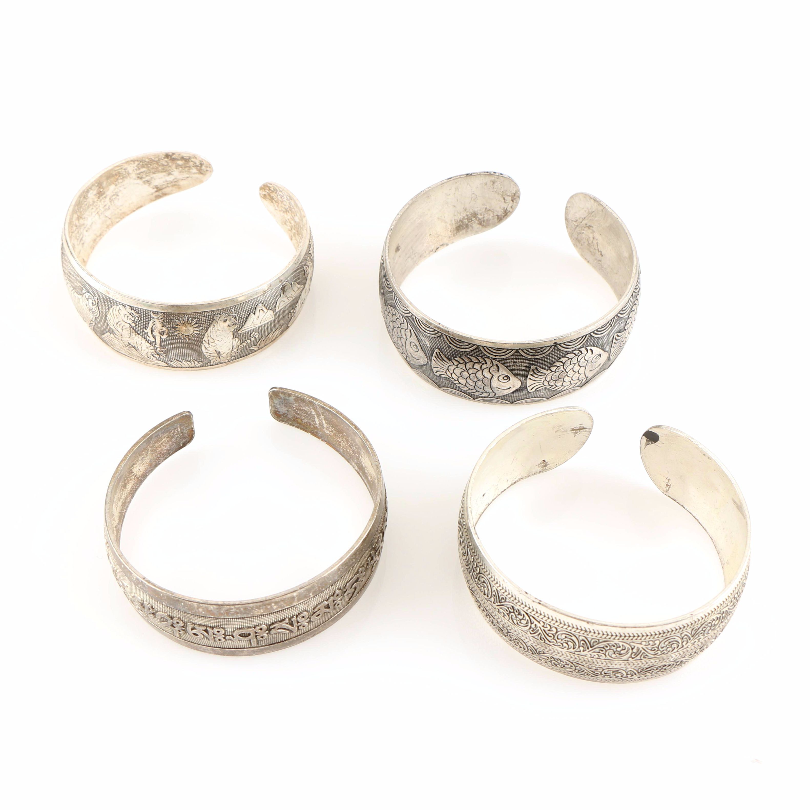 Silver Tone Nature Themed Cuff Bracelet Selection