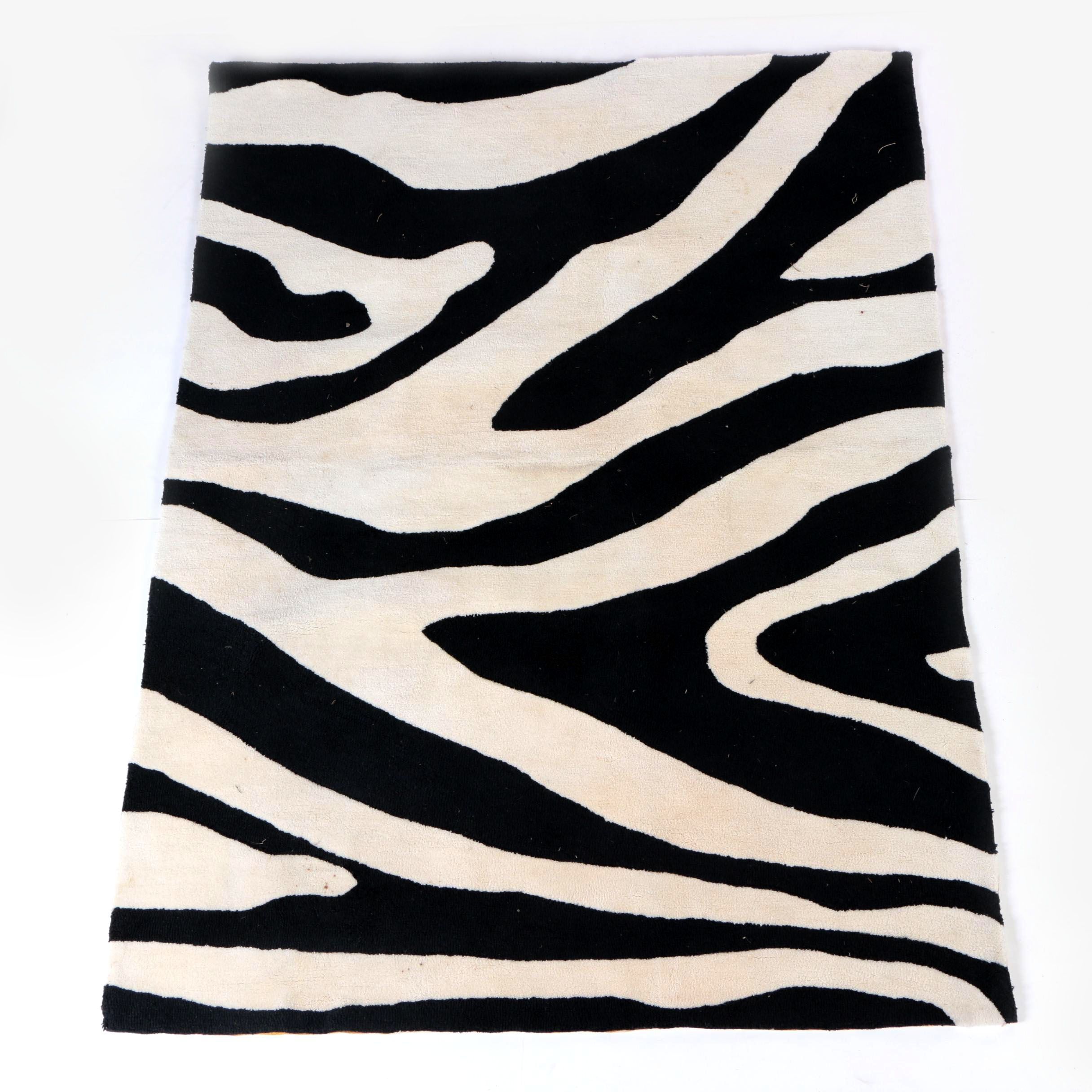 Tufted Zebra-Pattern Area Rug