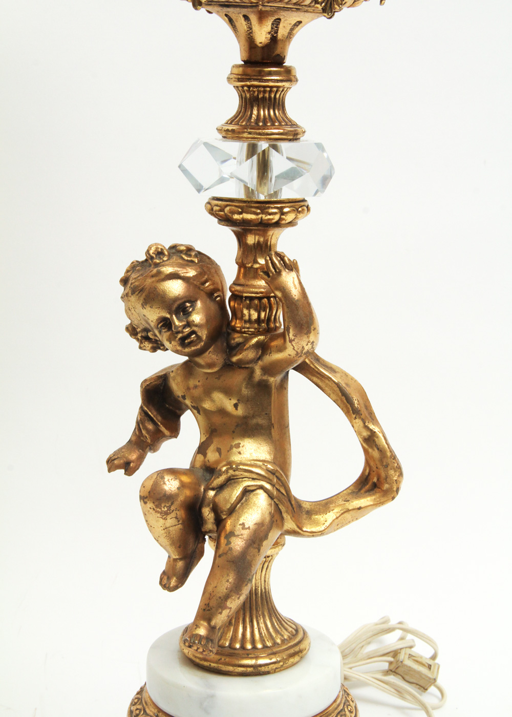 Vintage Italian Style Cherub Torchiere Table Lamp