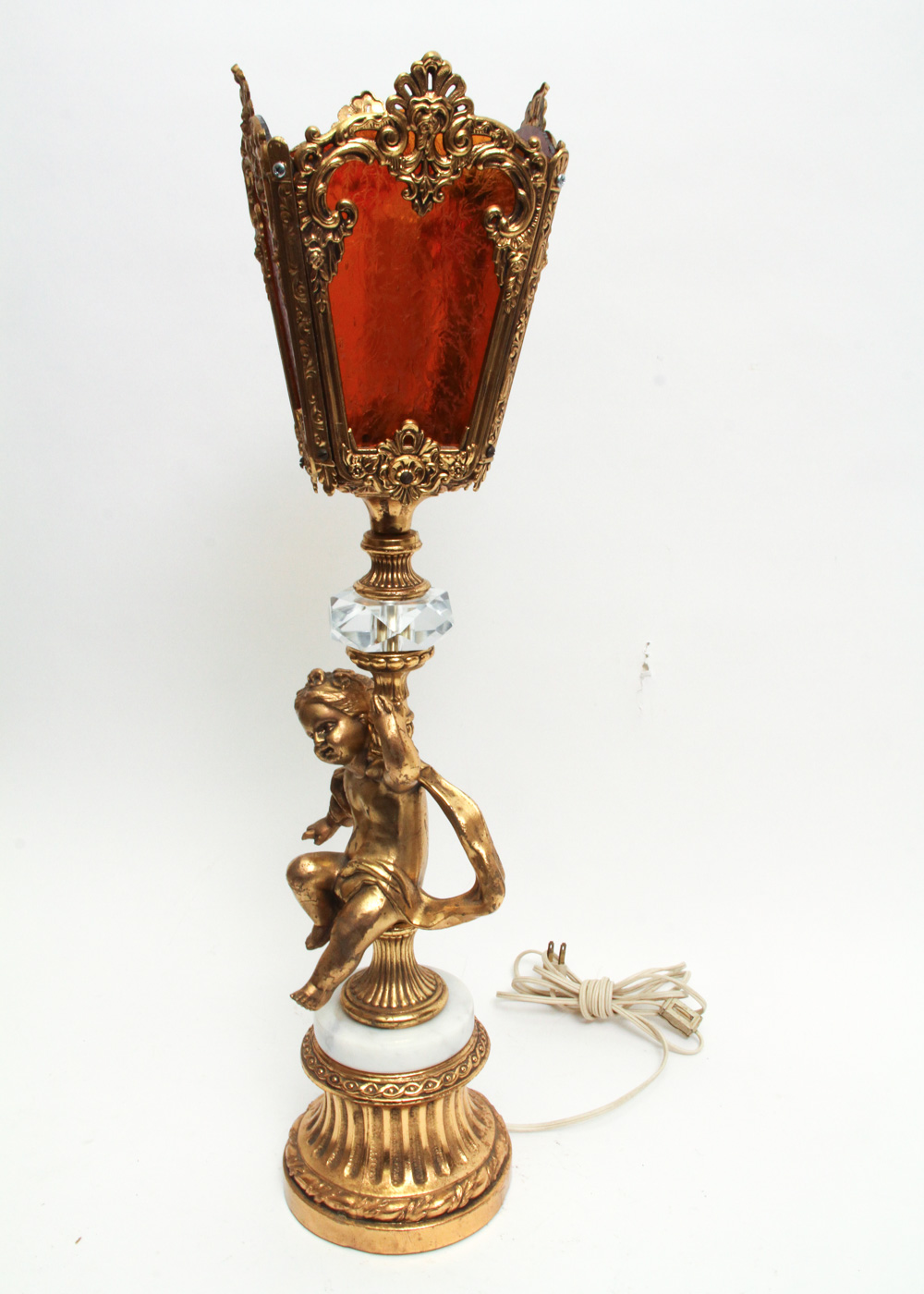 Vintage Italian Style Cherub Torchiere Table Lamp