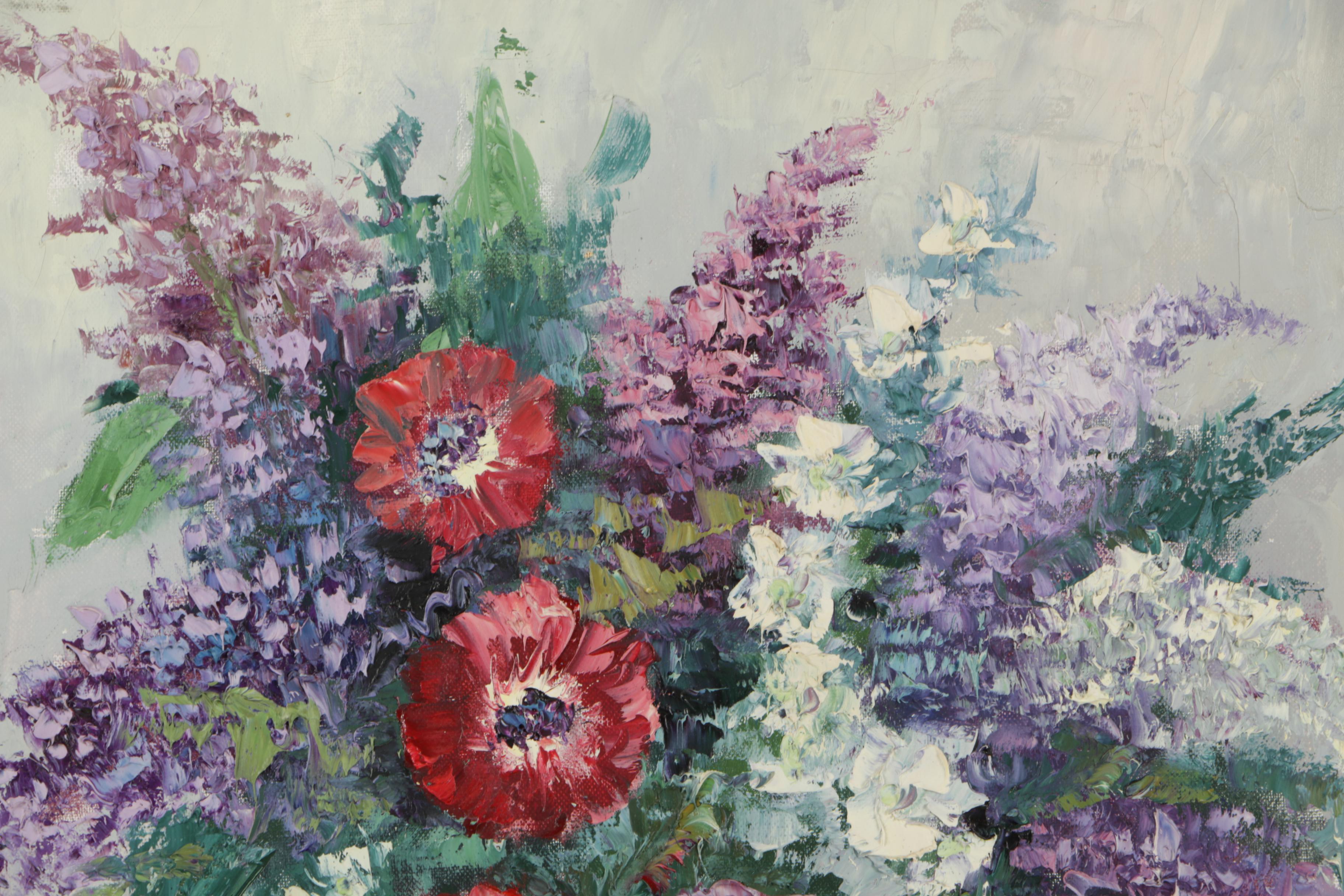 F. Szekely Oil Painting of a Flower Arrangement