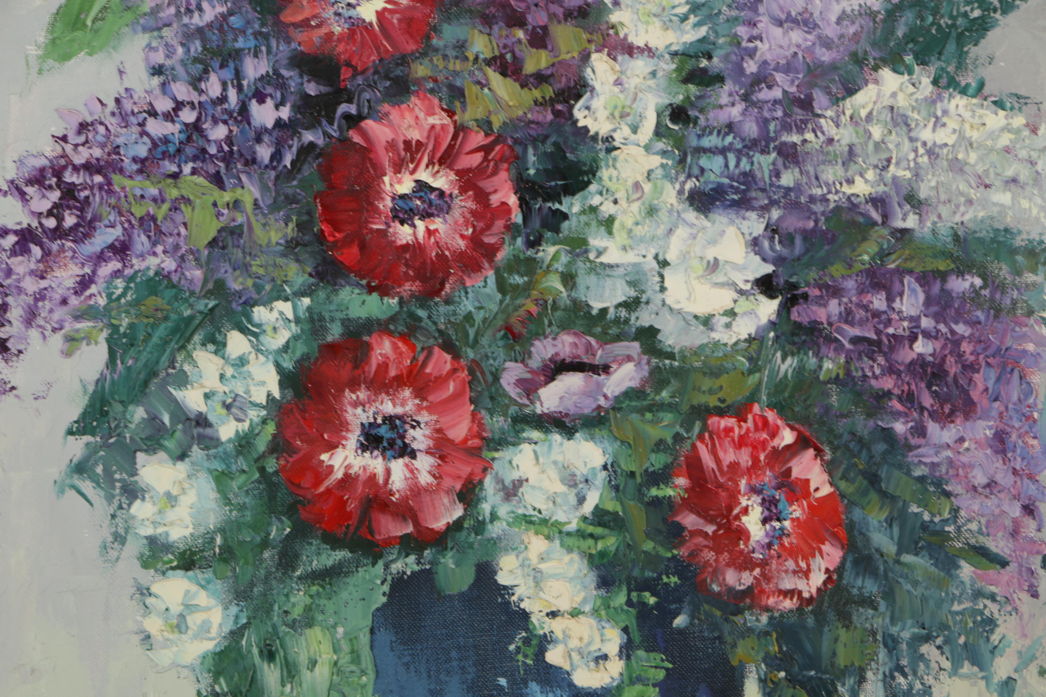 F. Szekely Oil Painting of a Flower Arrangement