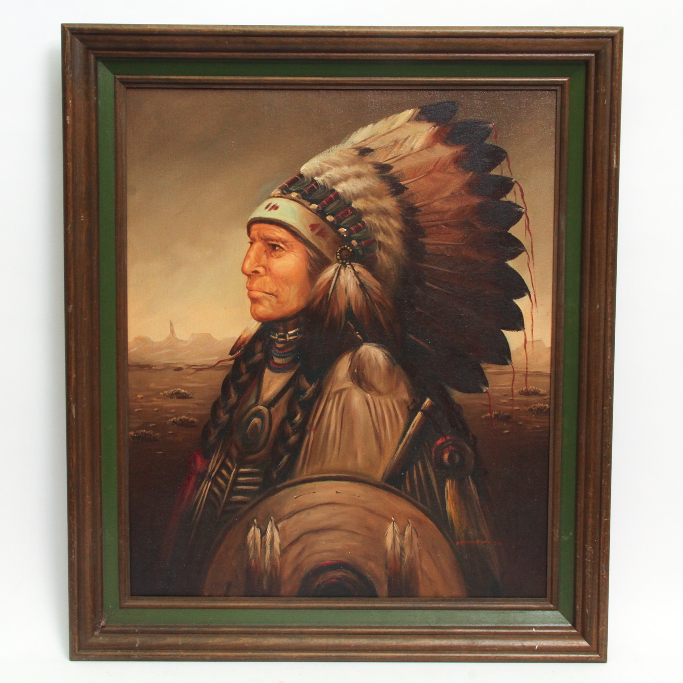 Kenneth Su Oil Painting of a Native American Chief