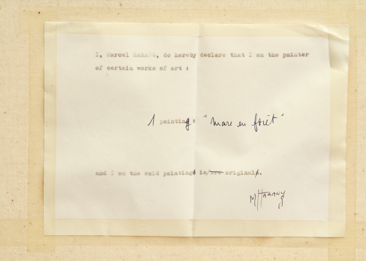 Marcel Harang Oil Painting on Canvas "Mare au Foret"