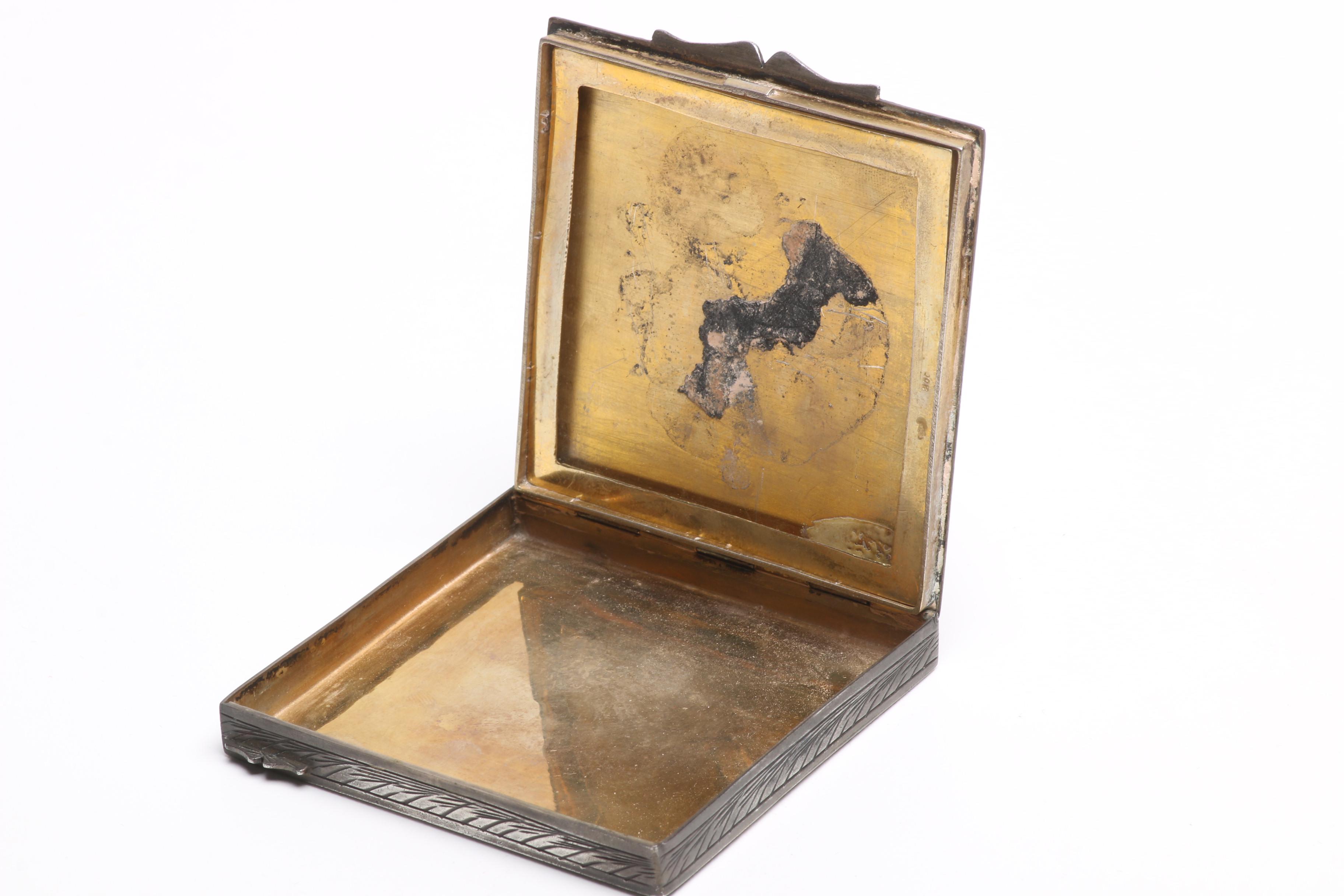 Vintage Italian 800 Silver and Enamel Case