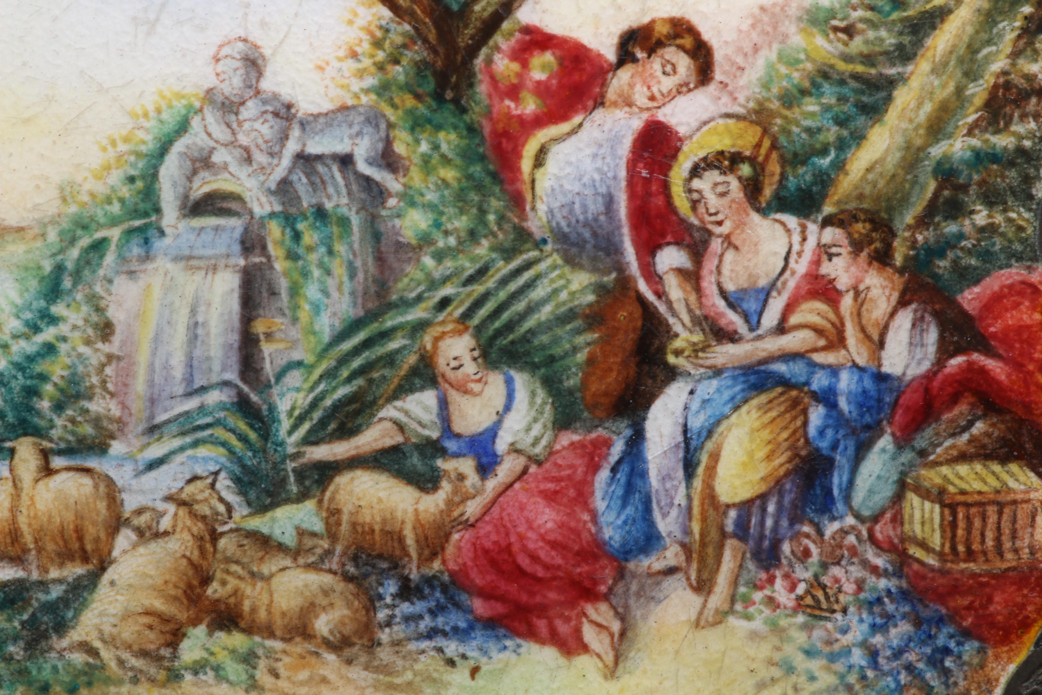 Vintage Italian 800 Silver and Enamel Case