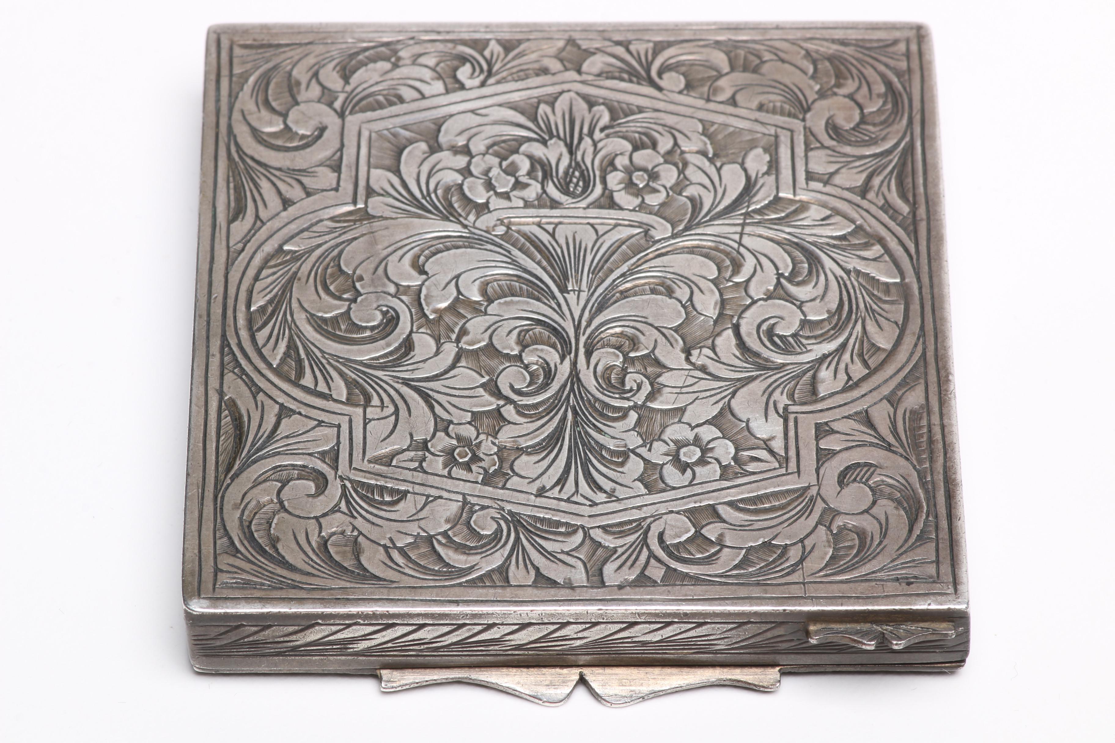 Vintage Italian 800 Silver and Enamel Case