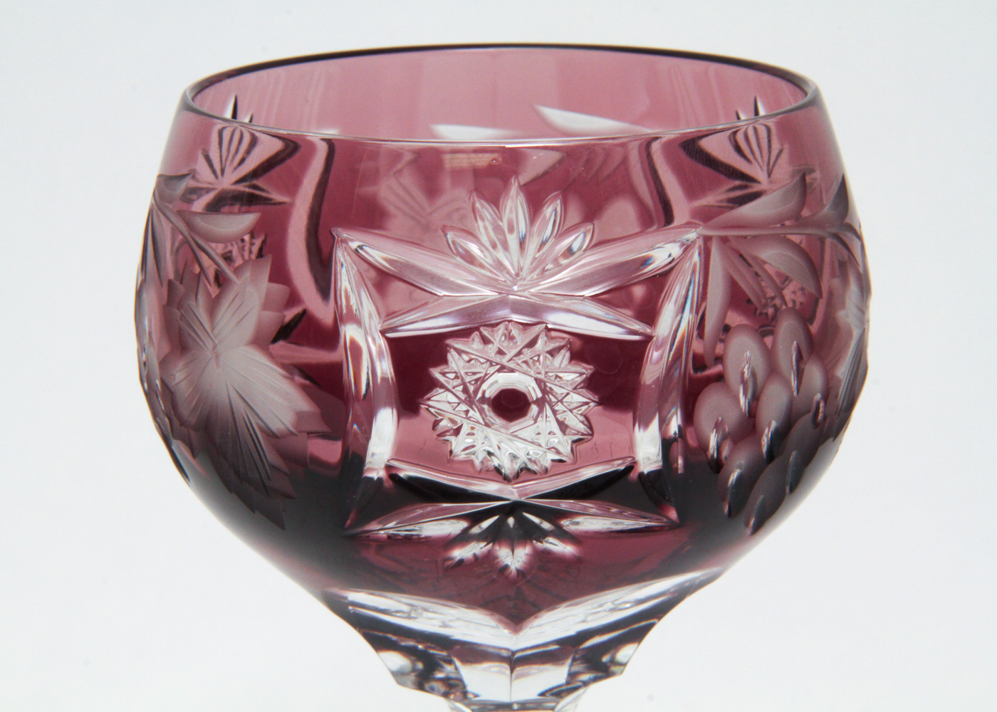 Set of Cased Cut to Clear Crystal Hock Wine Glasses