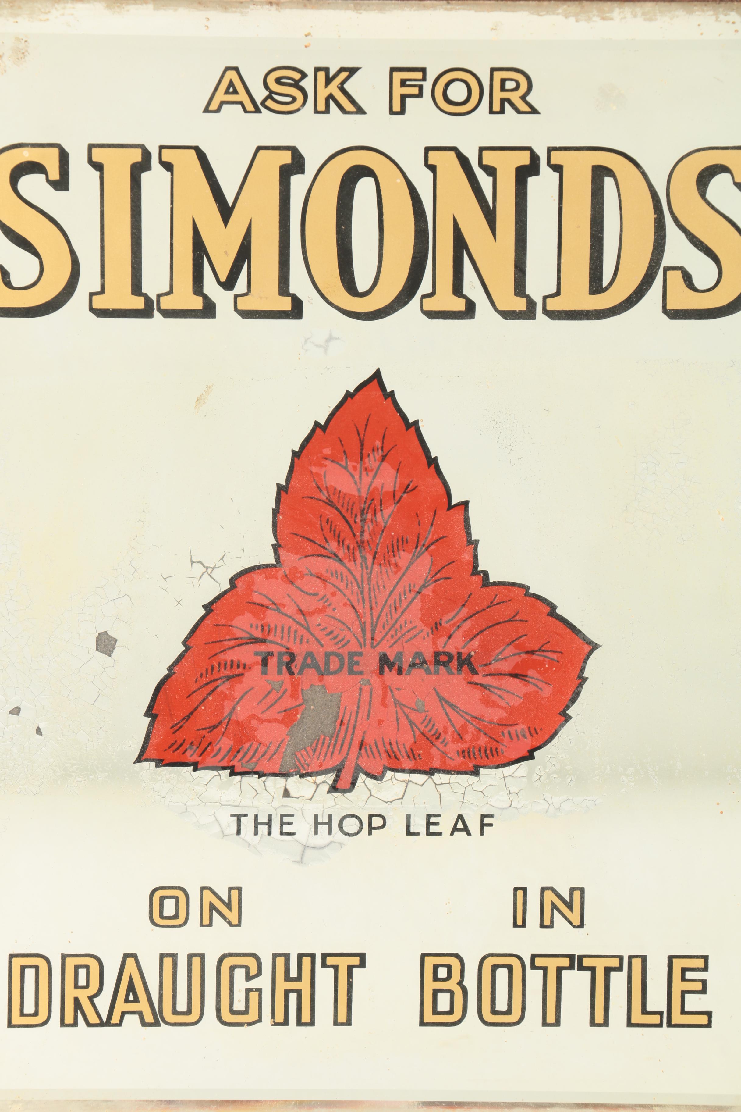 Vintage Simonds Hopleaf Advertising Mirror