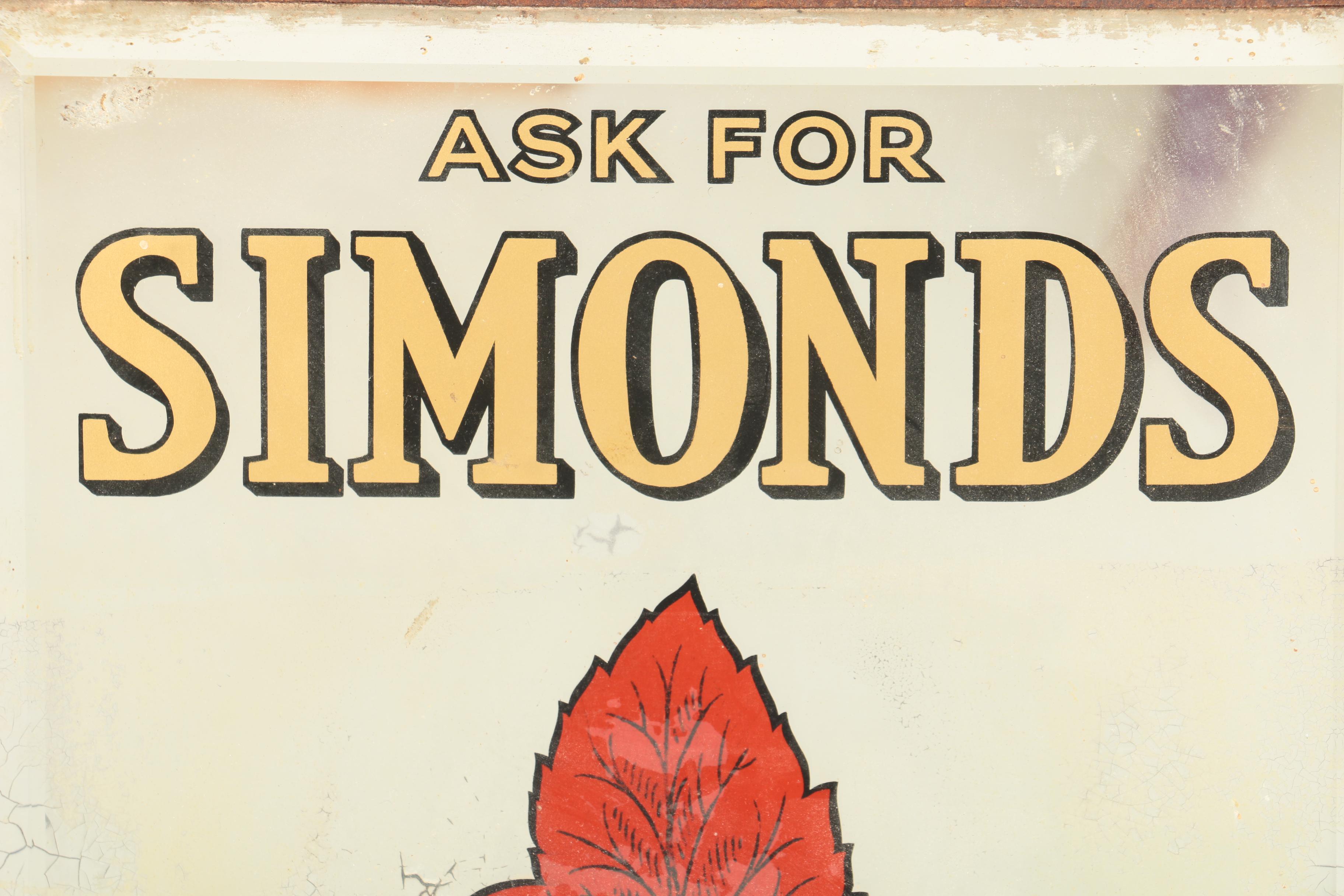 Vintage Simonds Hopleaf Advertising Mirror