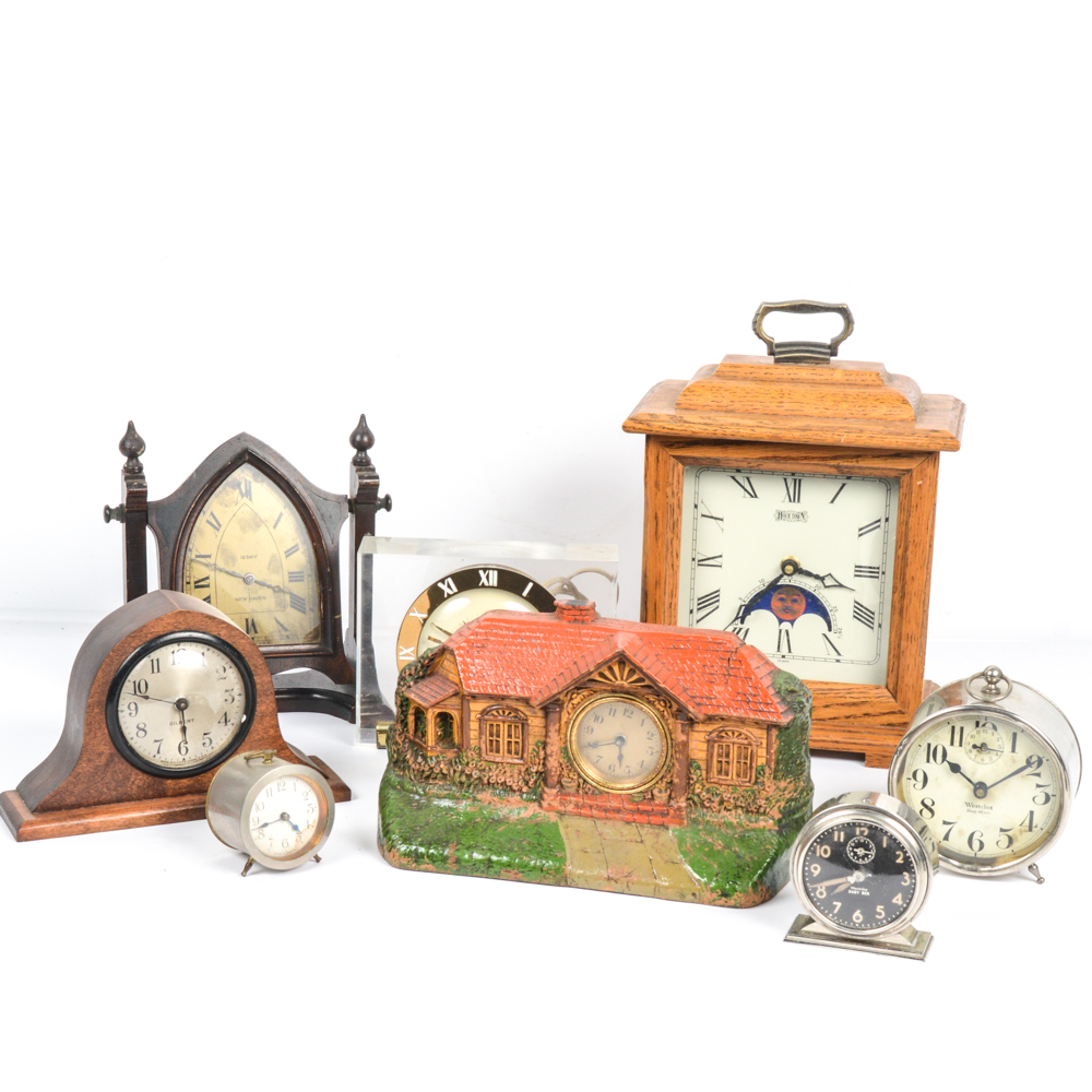 Vintage Clocks Featuring Bunglow, Westclox, and Gilbert