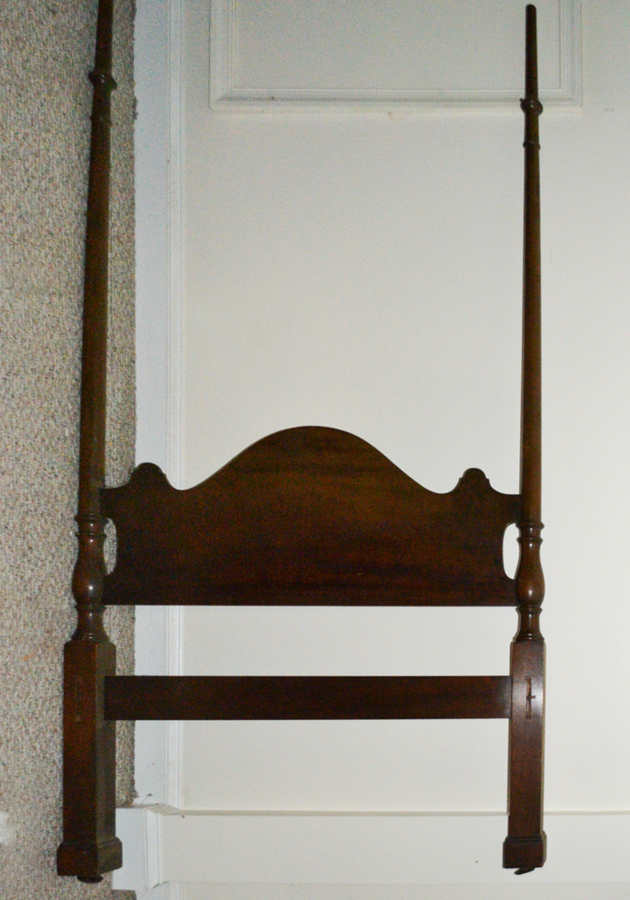 Twin-Size Walnut Four-Poster Bed Frame