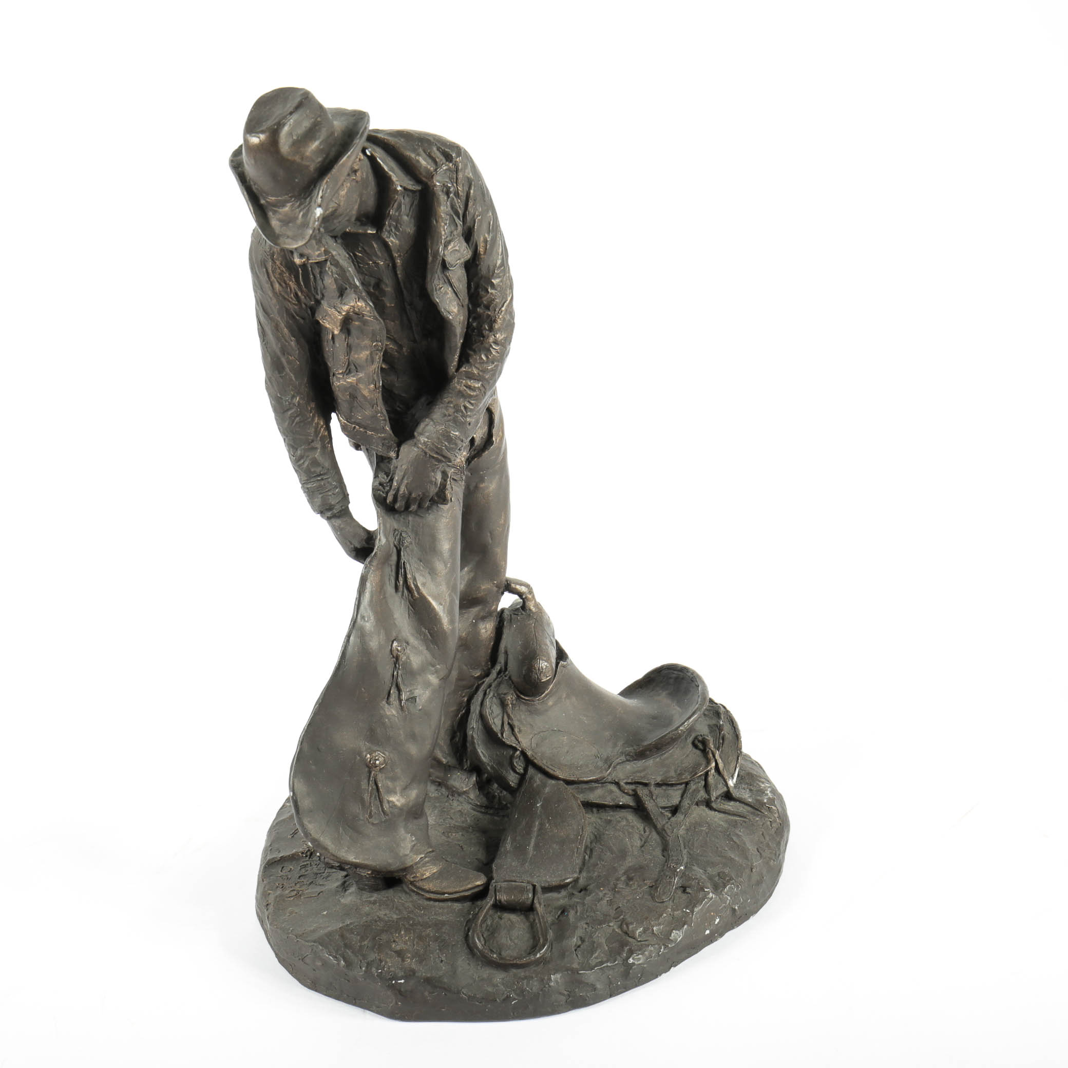 Michael Garman "Taking the Rough Off” Metal Cowboy Sculpture