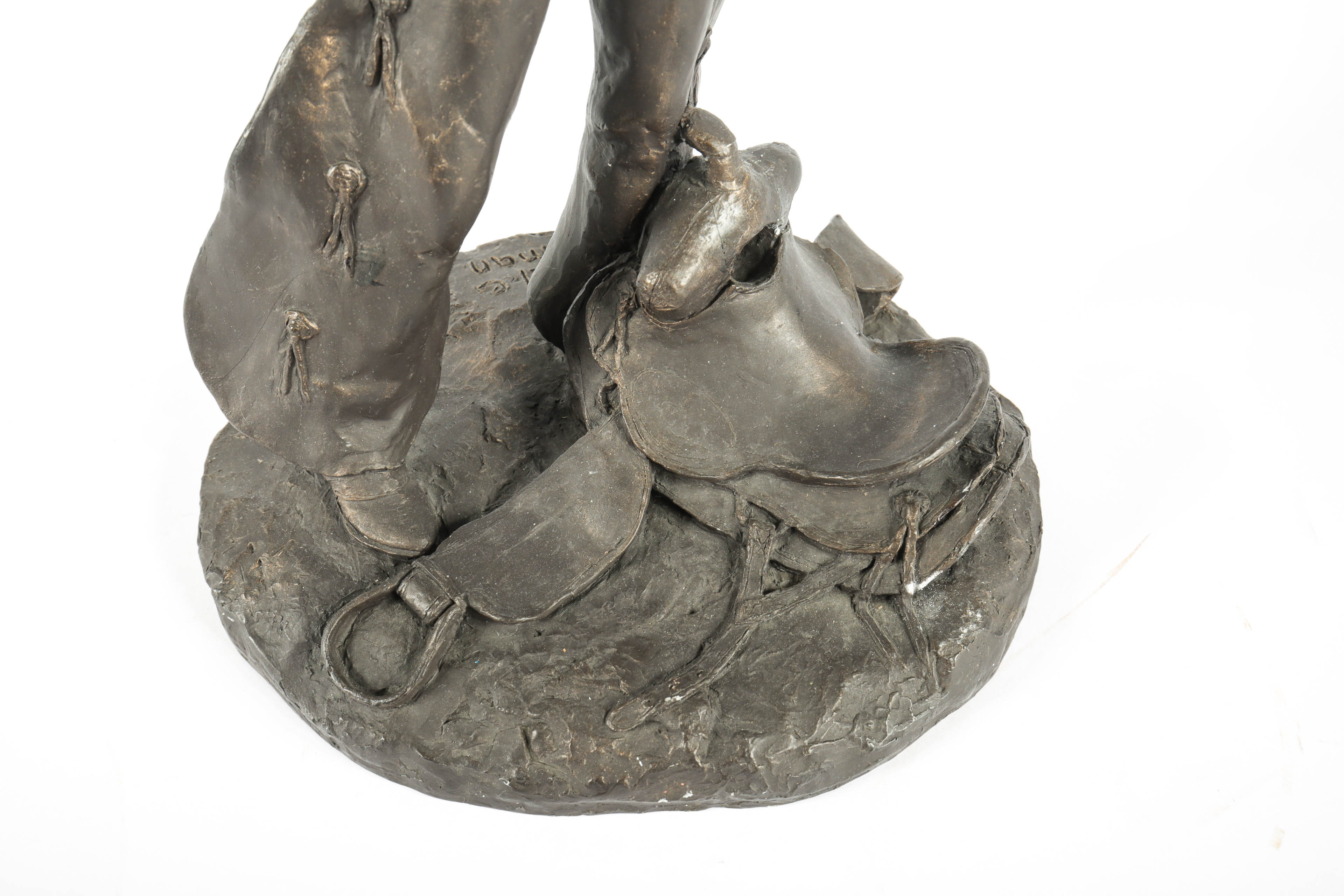 Michael Garman "Taking the Rough Off” Metal Cowboy Sculpture