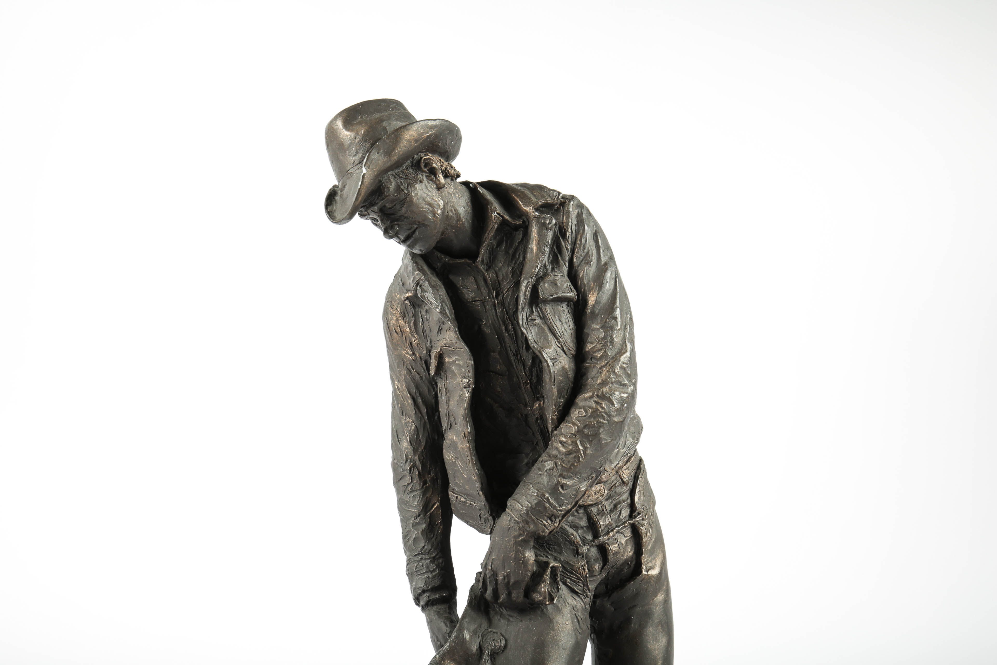 Michael Garman "Taking the Rough Off” Metal Cowboy Sculpture