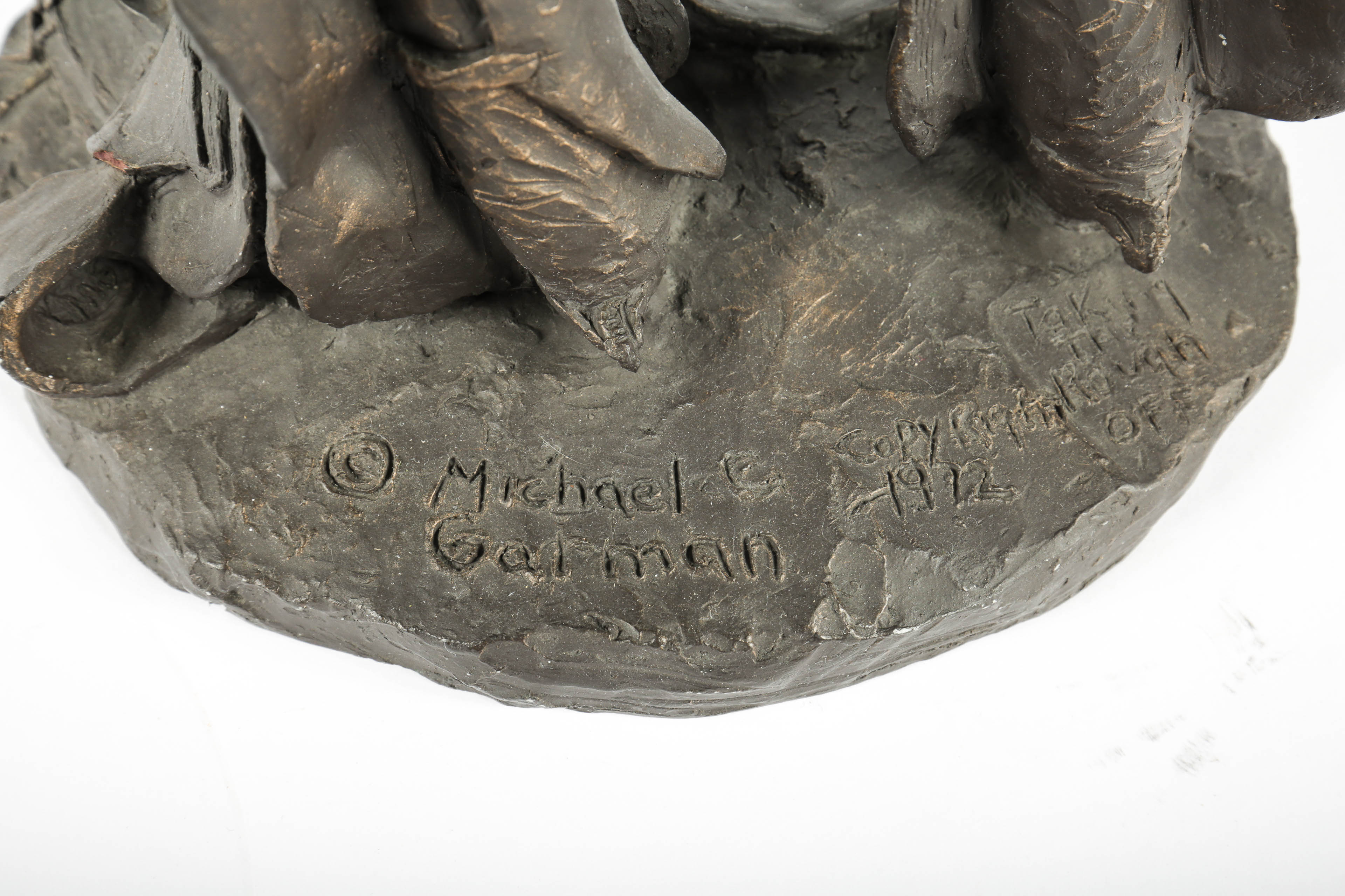 Michael Garman "Taking the Rough Off” Metal Cowboy Sculpture