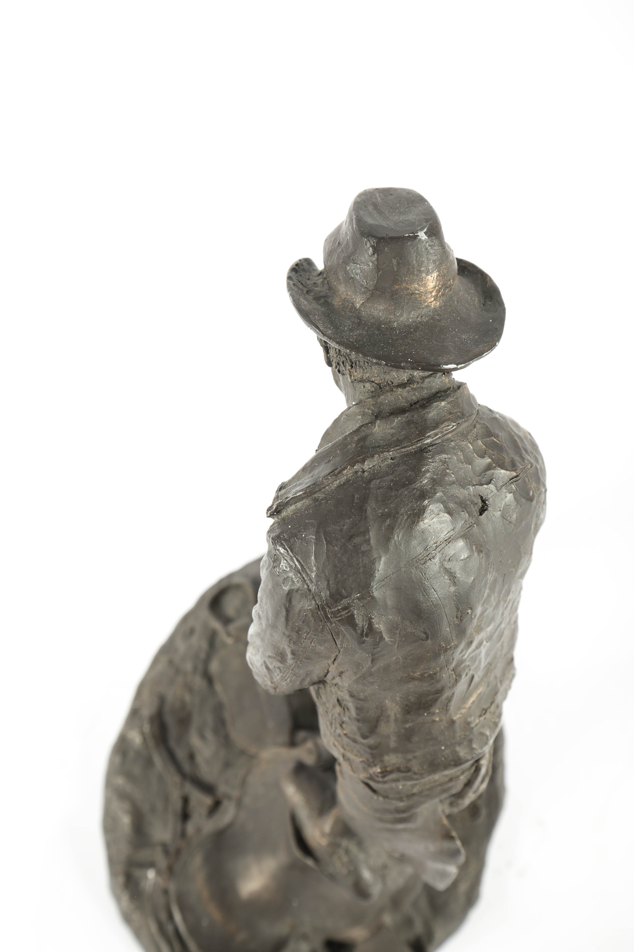 Michael Garman "Taking the Rough Off” Metal Cowboy Sculpture