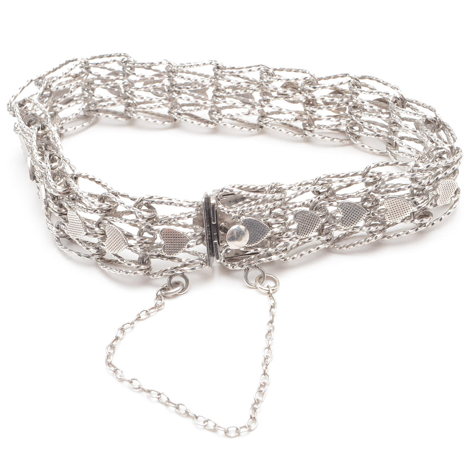 Sterling Silver Heart-Linked Bracelet