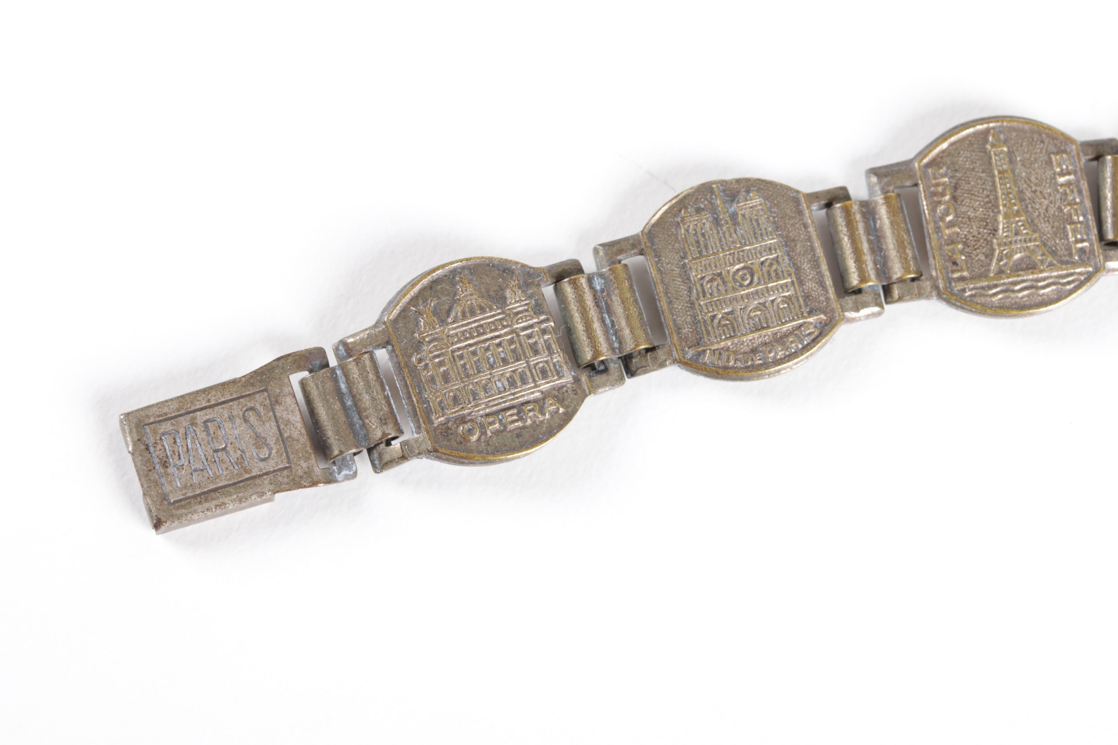 Selection of Sterling Silver Brooches Including Paris Land Mark Bracelet